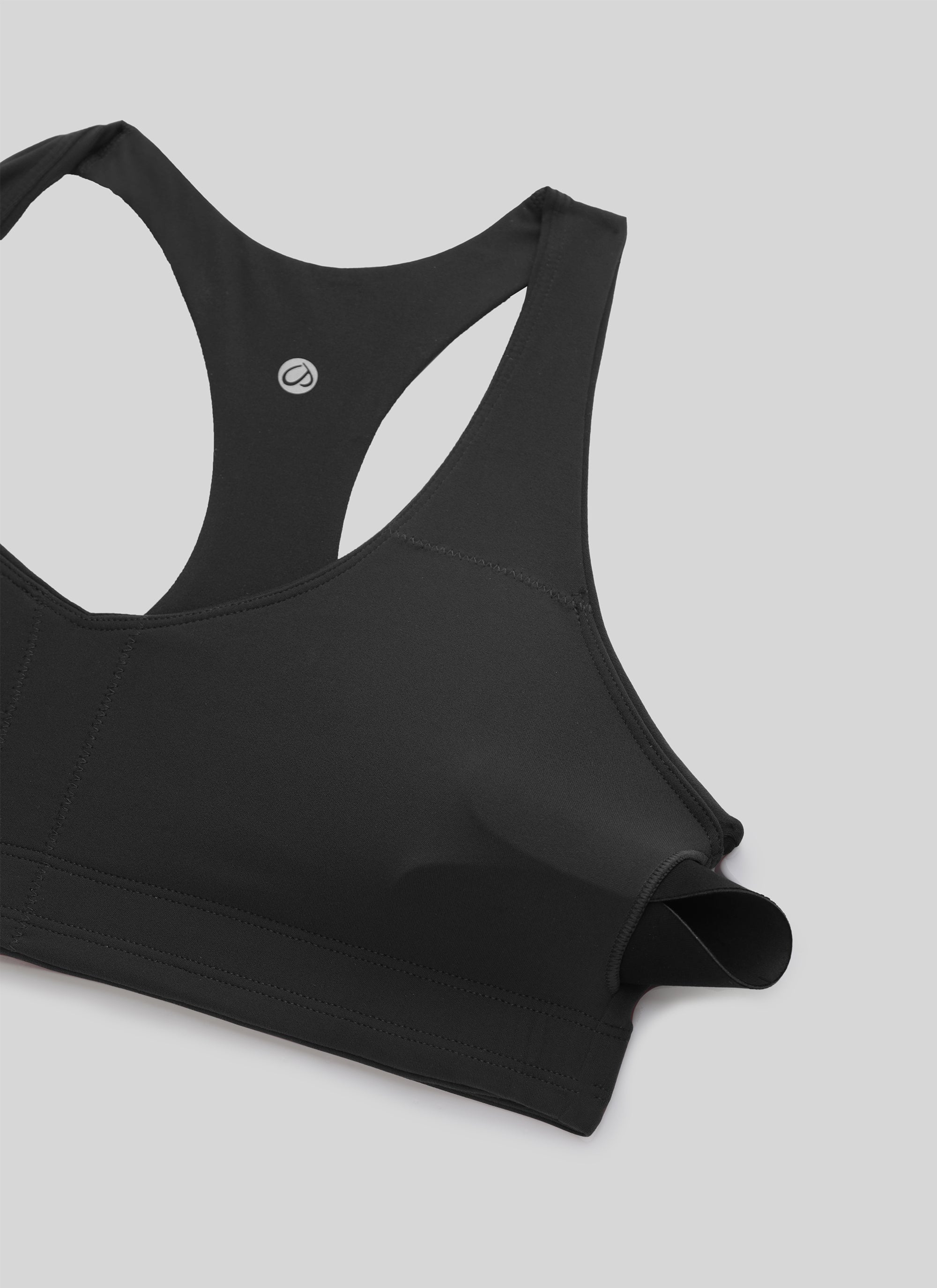 CRZ YOGA Pakaian Yoga Wanita " Butterluxe " dengan Leher V dan Punggung RacerBack, Dilengkapi Bra Olahraga Terintegrasi, Warna Hitam