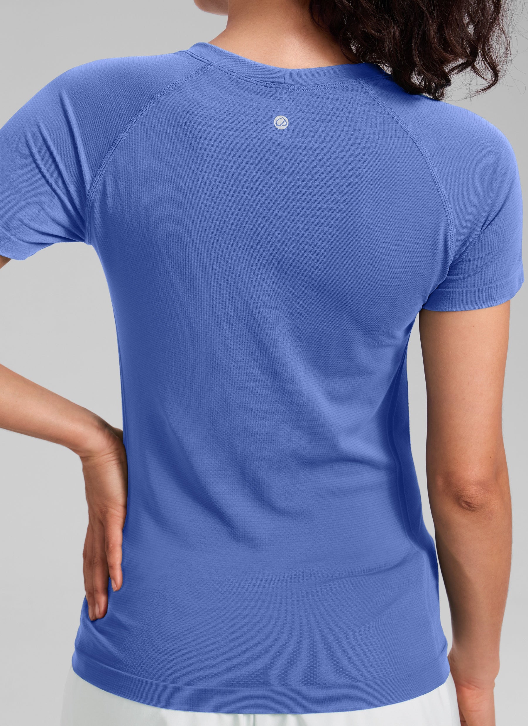 CRZ YOGA Kaos Lari Wanita Model Klasik Seamless , Lengan Pendek, Warna Wild Indigo