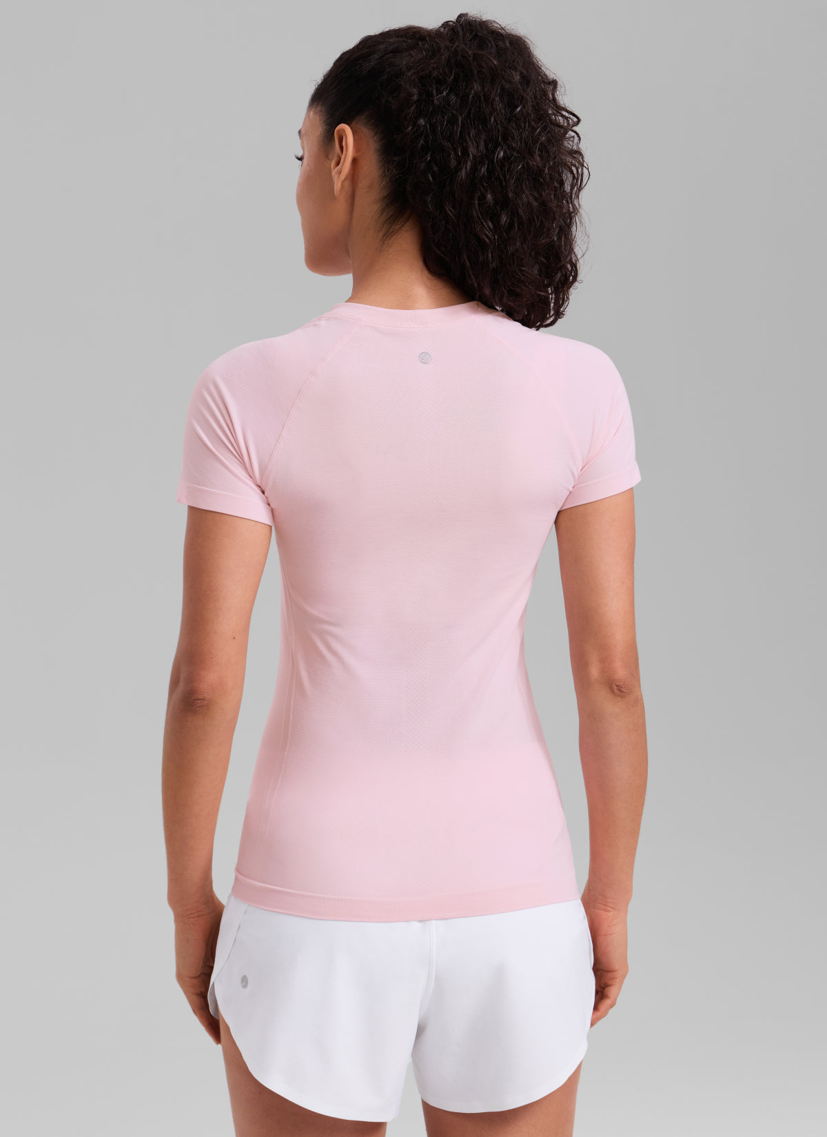CRZ YOGA Kaos Lari Wanita Model Klasik Seamless , Lengan Pendek, Warna Strawberry Pink