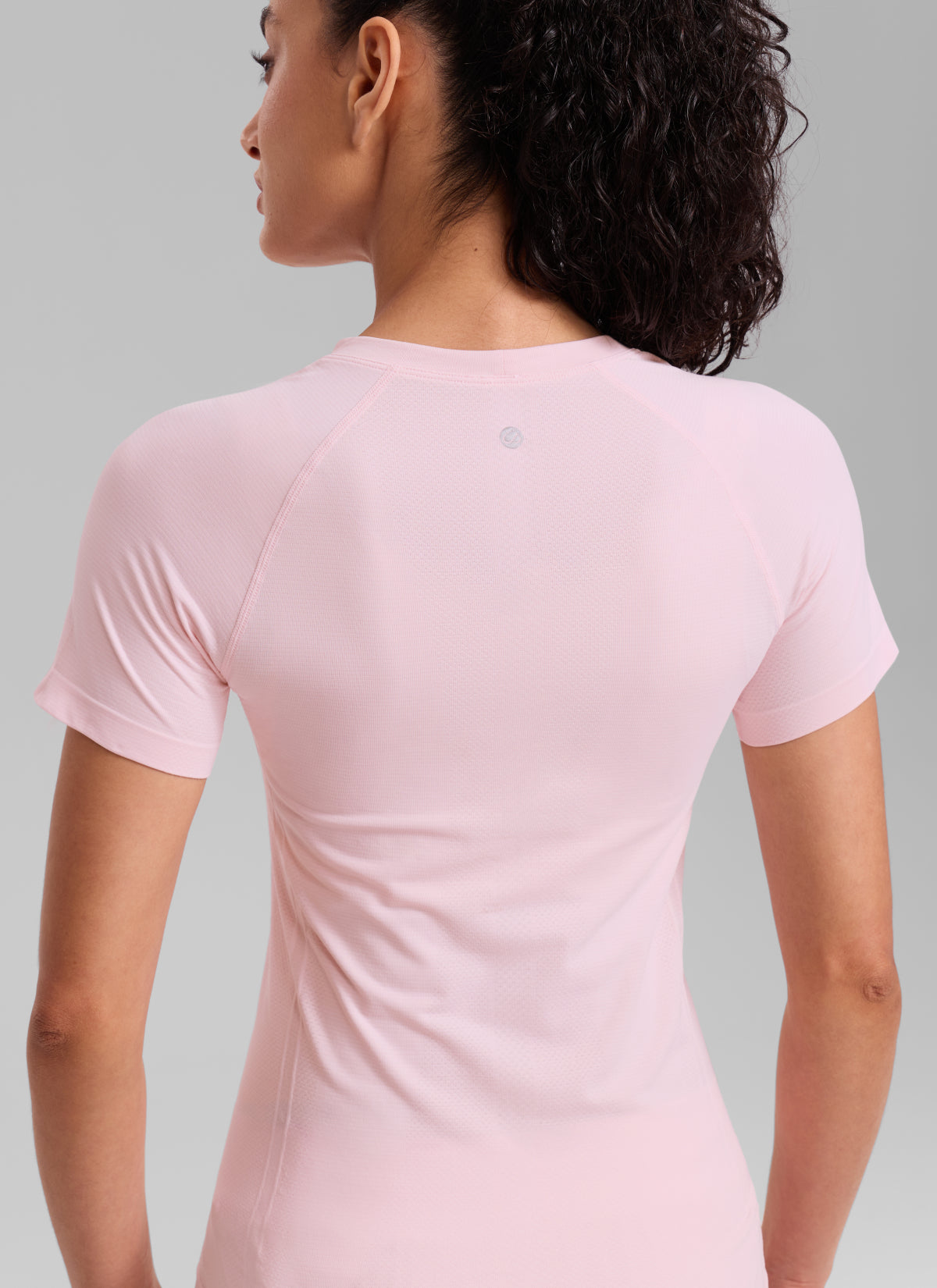 CRZ YOGA Kaos Lari Wanita Model Klasik Seamless , Lengan Pendek, Warna Strawberry Pink