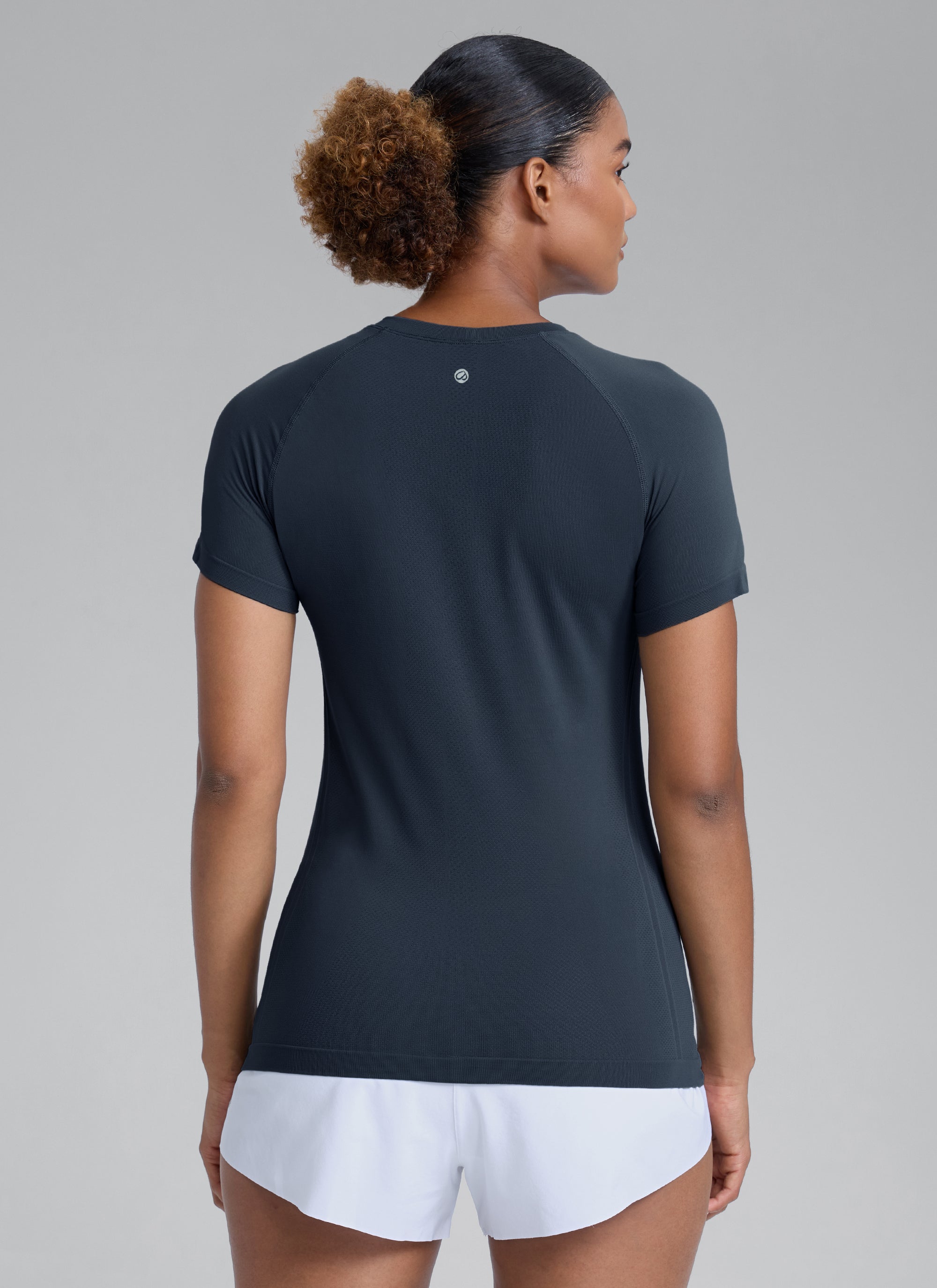 CRZ YOGA Kaos Lari Wanita Model Klasik Seamless , Lengan Pendek, Warna Twilight Blue