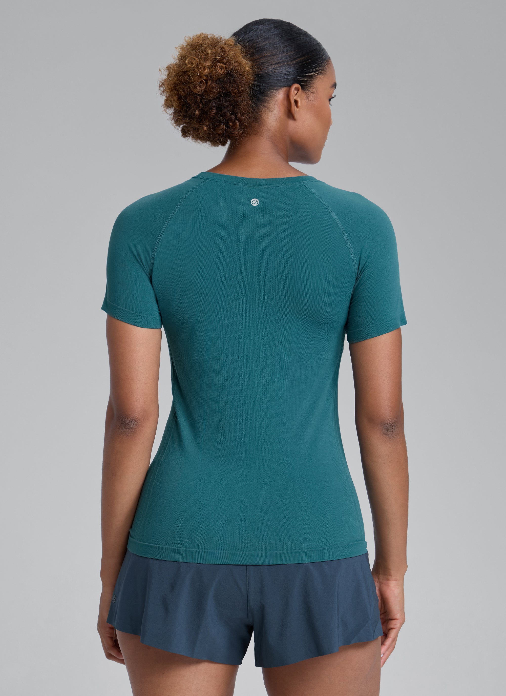 CRZ YOGA Kaos Lari Wanita Model Klasik Seamless , Lengan Pendek, Warna Hijau Giok