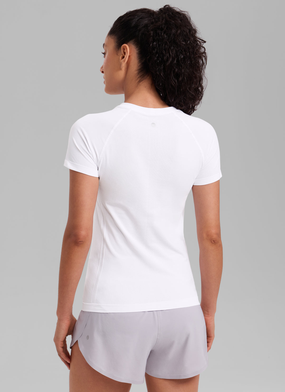 CRZ YOGA Kaos Lari Wanita Model Klasik " Seamless " Lengan Pendek Warna Putih