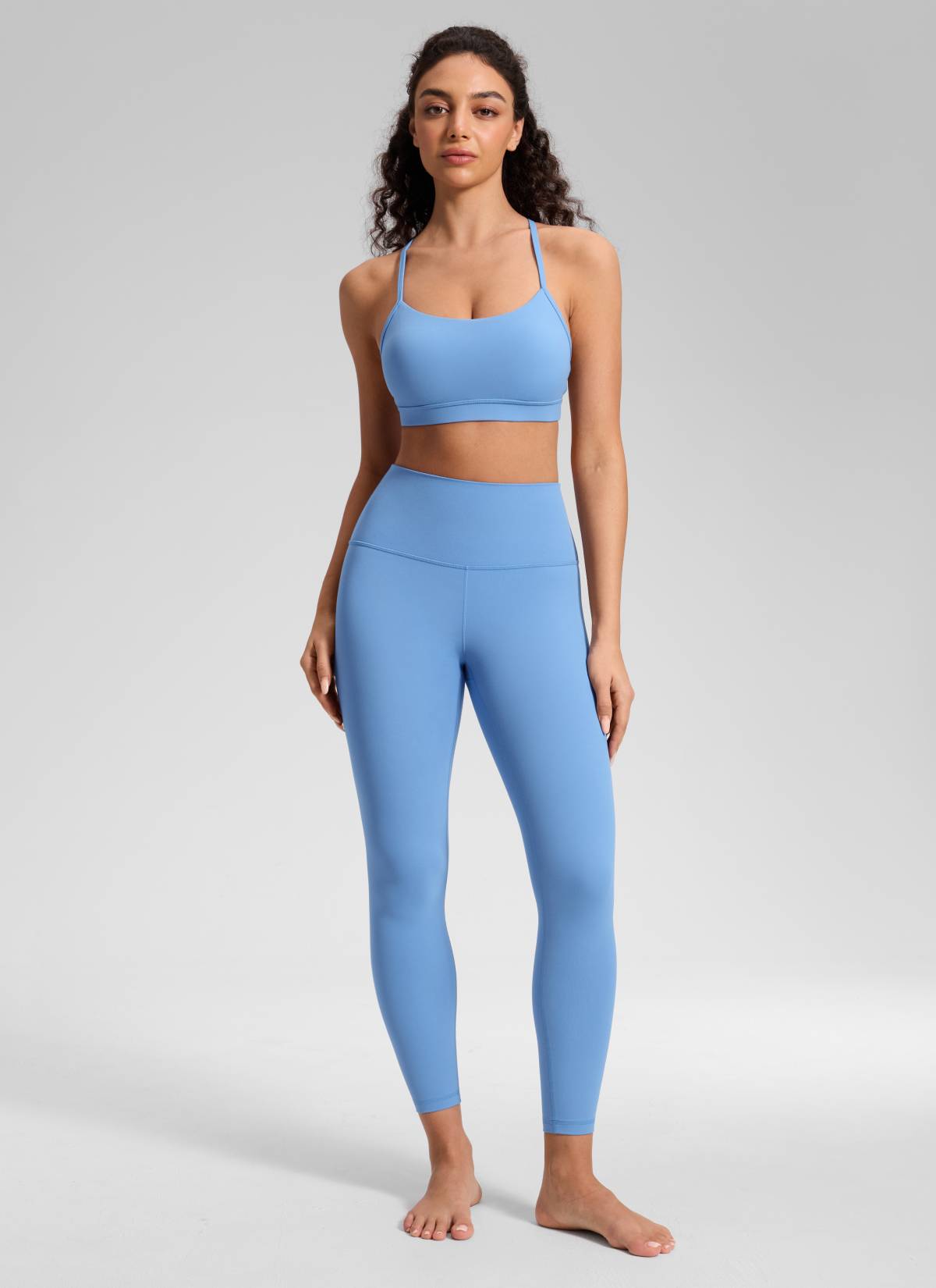 CRZ YOGA Legging Yoga Wanita Model Lounge High Rise dengan Desain " Butterluxe " 25'' Warna Biru Pesta