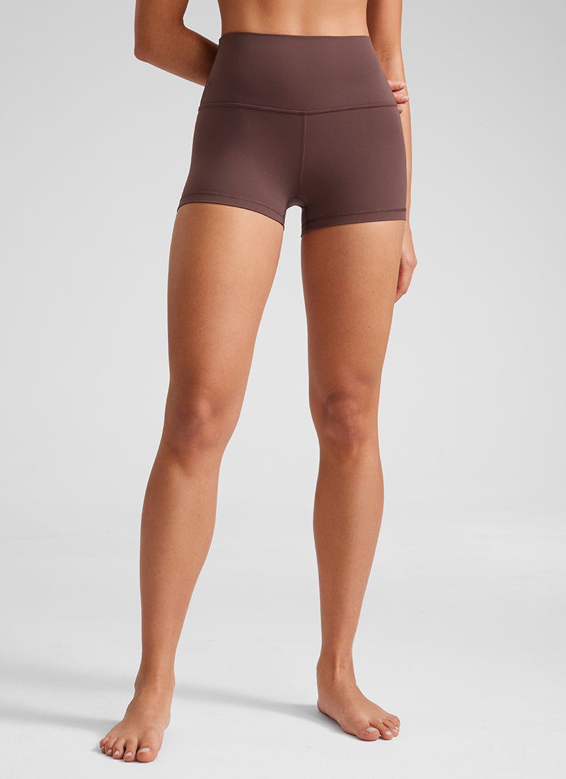 CRZ YOGA Celana Pendek Biker Wanita High Rise Booty Butterluxe 2.5'' Cokelat Taupe