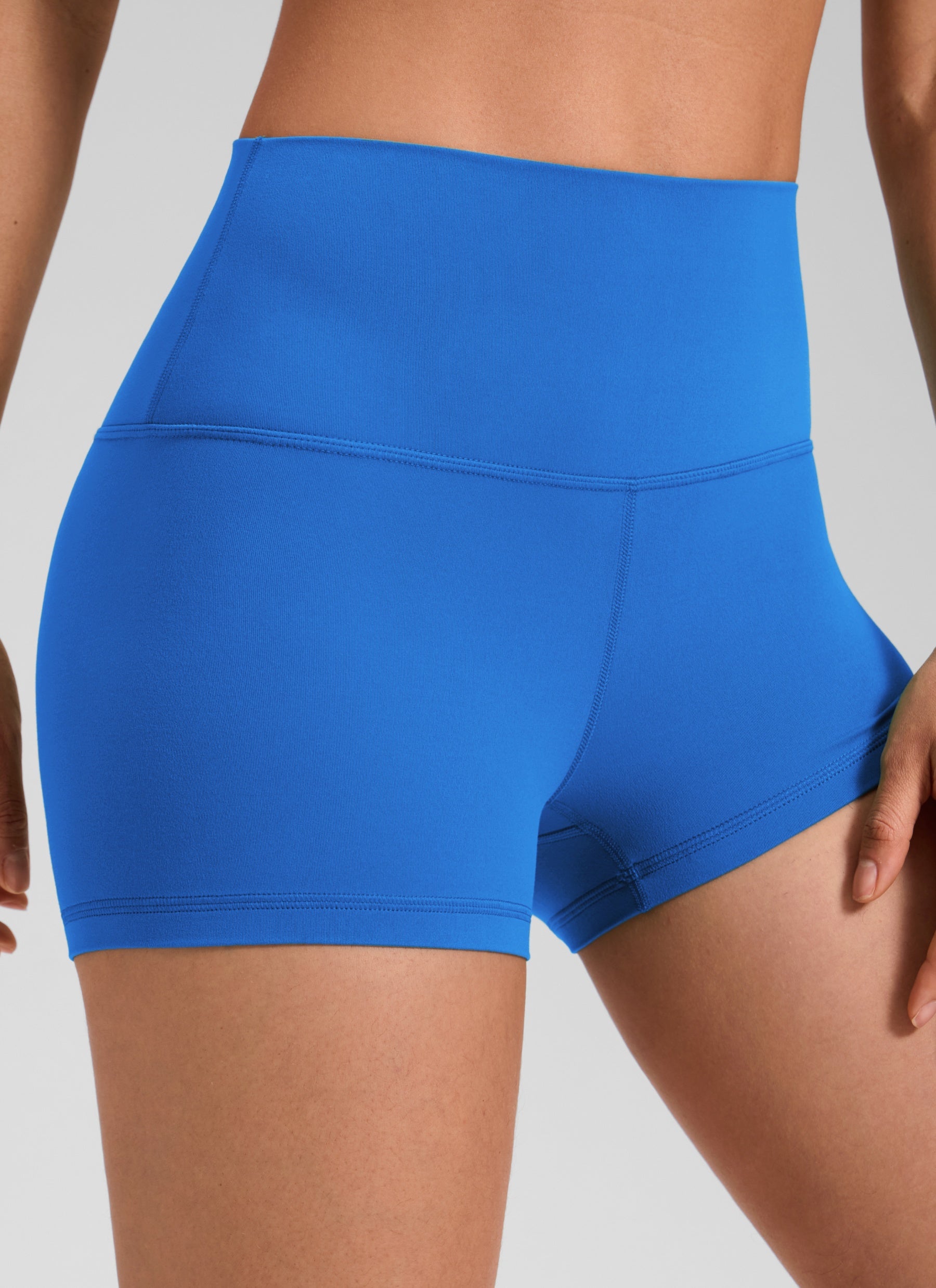 CRZ YOGA Celana Pendek Biker Wanita High Rise Booty Butterluxe 2.5'' Biru Berkilau