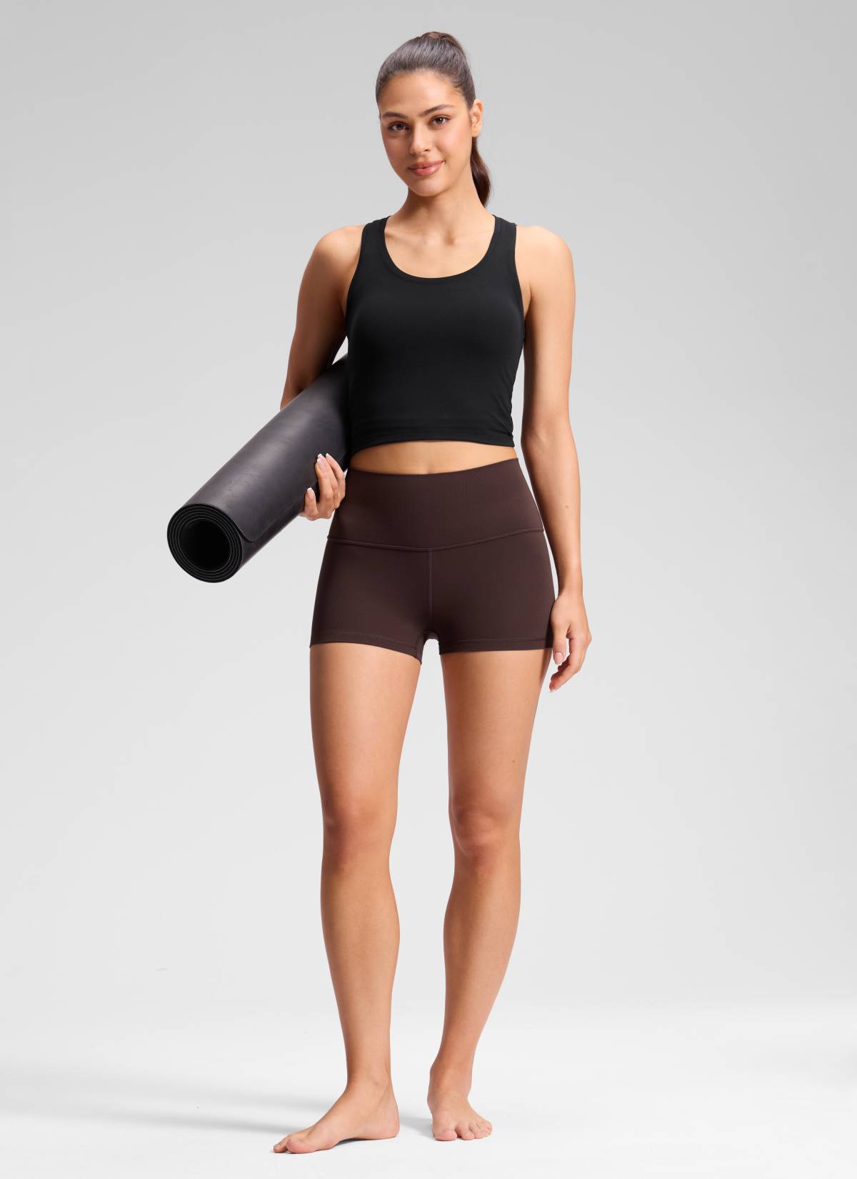 Celana Pendek Biker Wanita CRZ YOGA Yoga High Rise Booty Butterluxe 6 cm Hot Fudge Brown