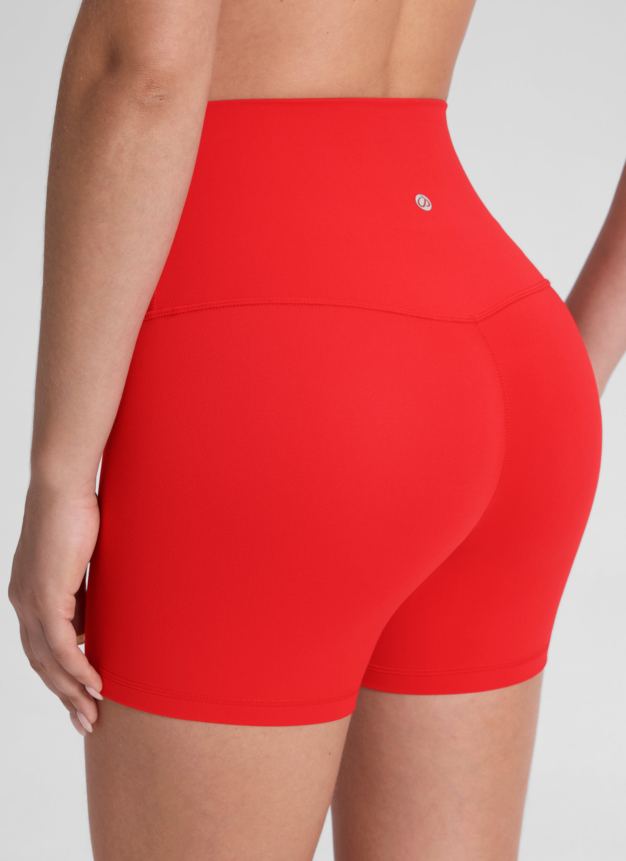 CRZ YOGA Celana Pendek Biker Yoga Wanita dengan Pinggang Tinggi, Celana Pendek " Butterluxe " 4'' Merah Tua