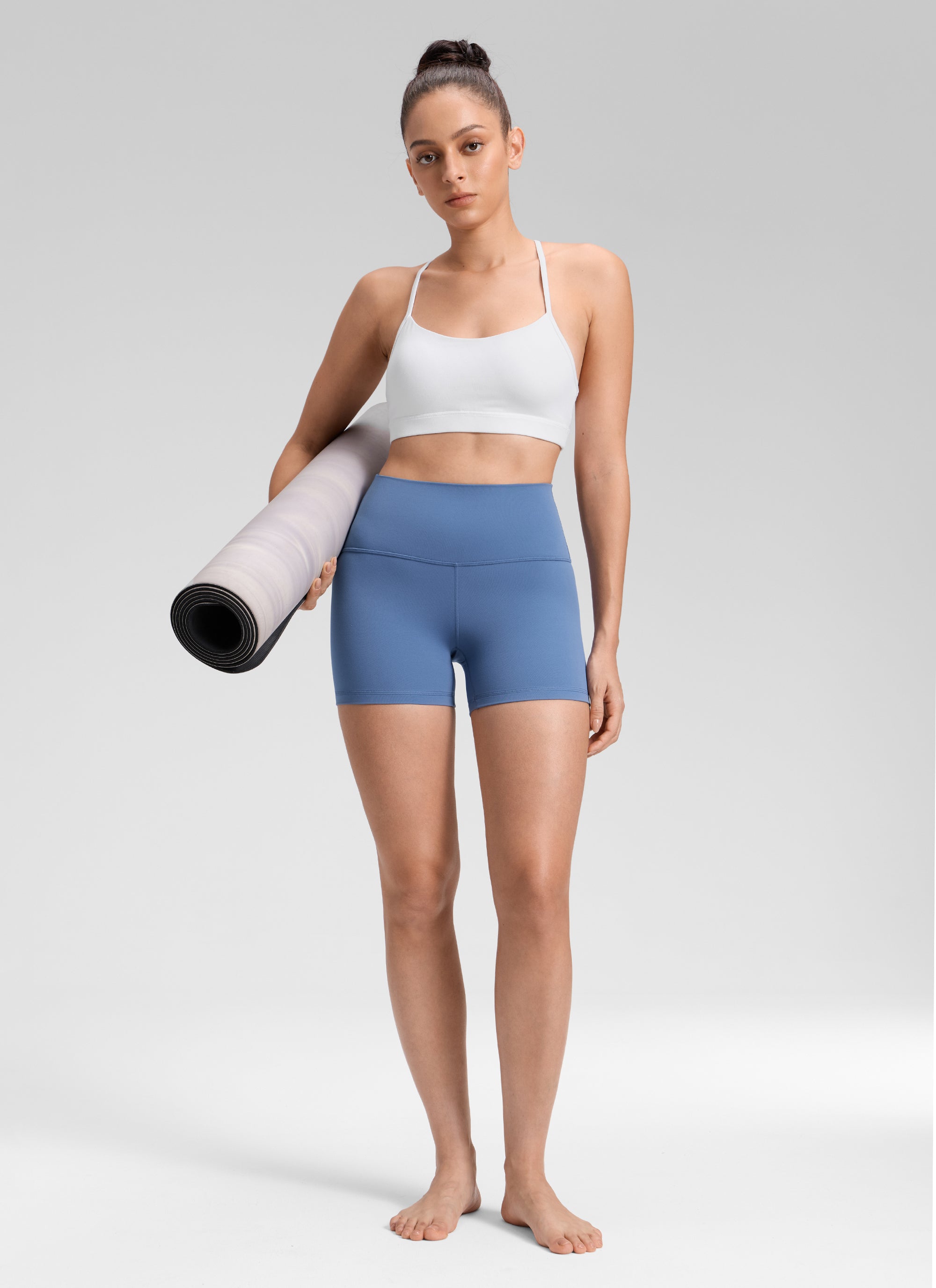 CRZ YOGA Celana Pendek Biker Yoga Wanita dengan Pinggang Tinggi, Celana Pendek " Butterluxe " 4'' Warna Oasis Blue