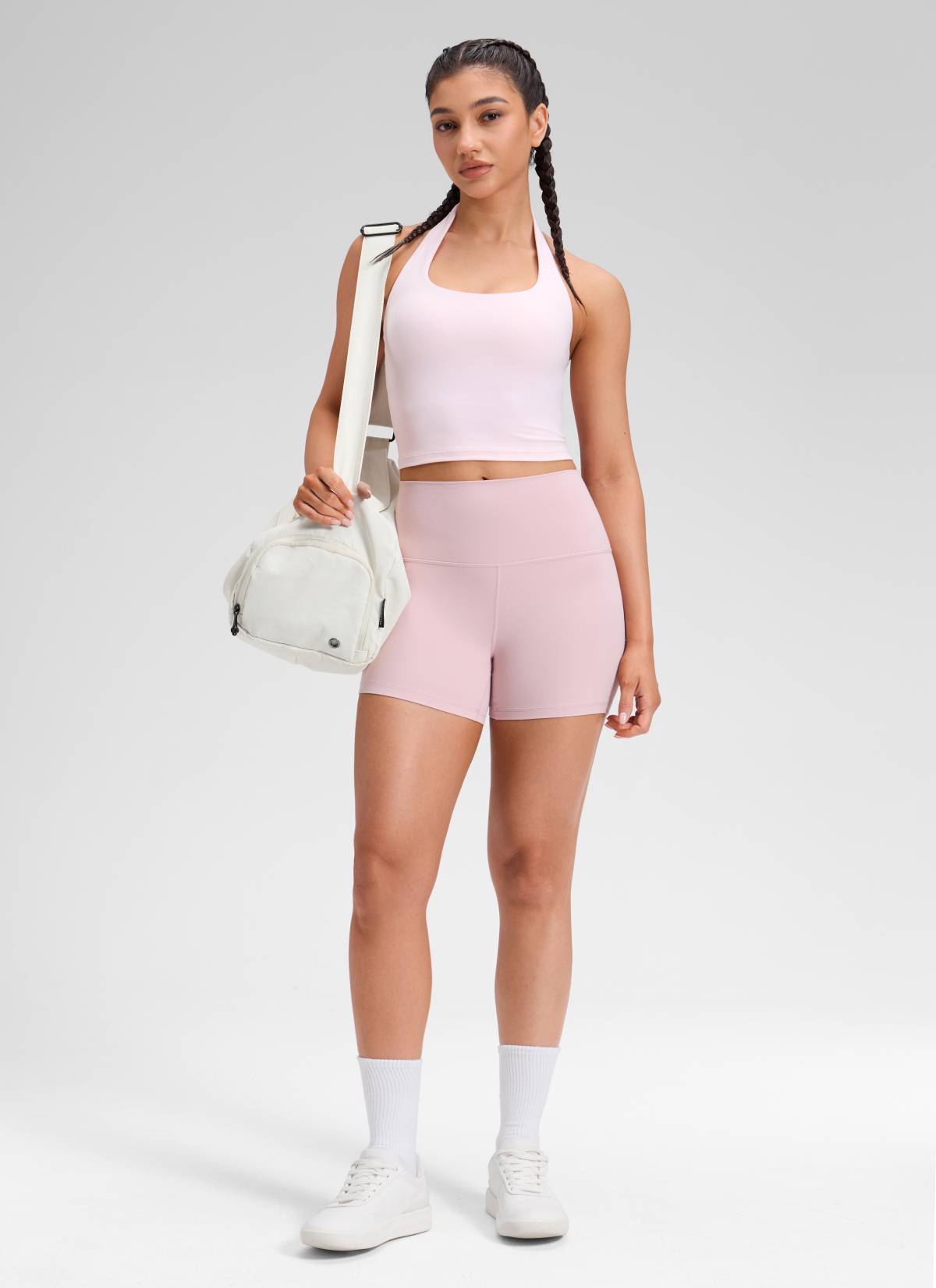 CRZ YOGA Celana Pendek Biker Yoga Wanita dengan Pinggang Tinggi, Celana Pendek " Butterluxe " 4'' Pink Haze