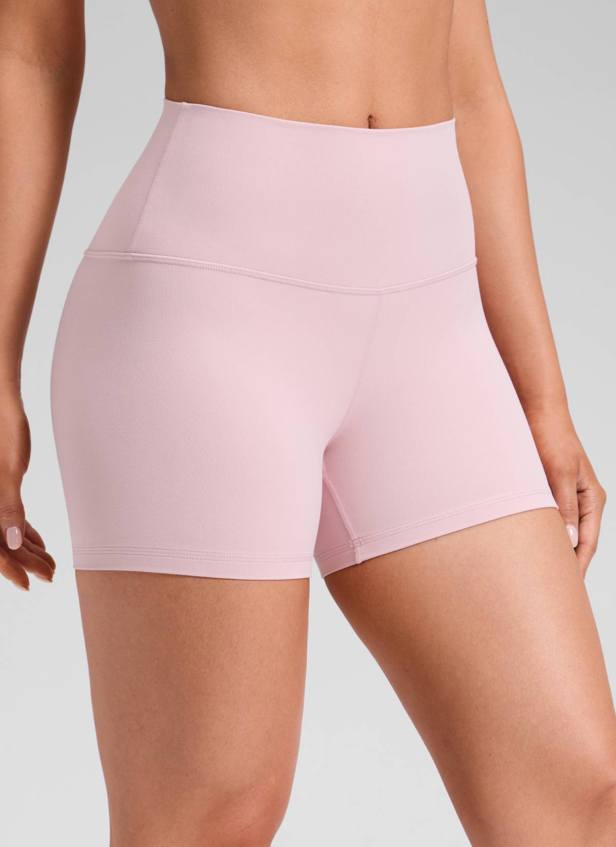 CRZ YOGA Celana Pendek Biker Yoga Wanita dengan Pinggang Tinggi, Celana Pendek " Butterluxe " 4'' Pink Haze