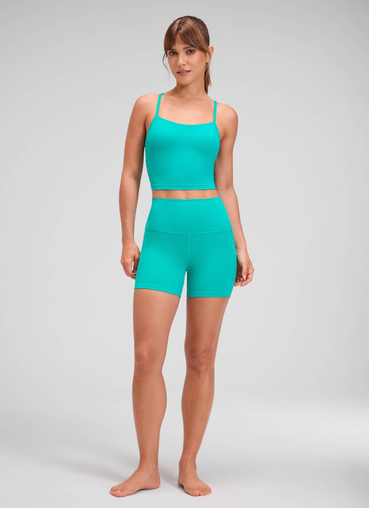 CRZ YOGA Celana Pendek Biker Yoga Wanita dengan Pinggang Tinggi, Celana Pendek " Butterluxe " 4'' Warna Tropics Teal