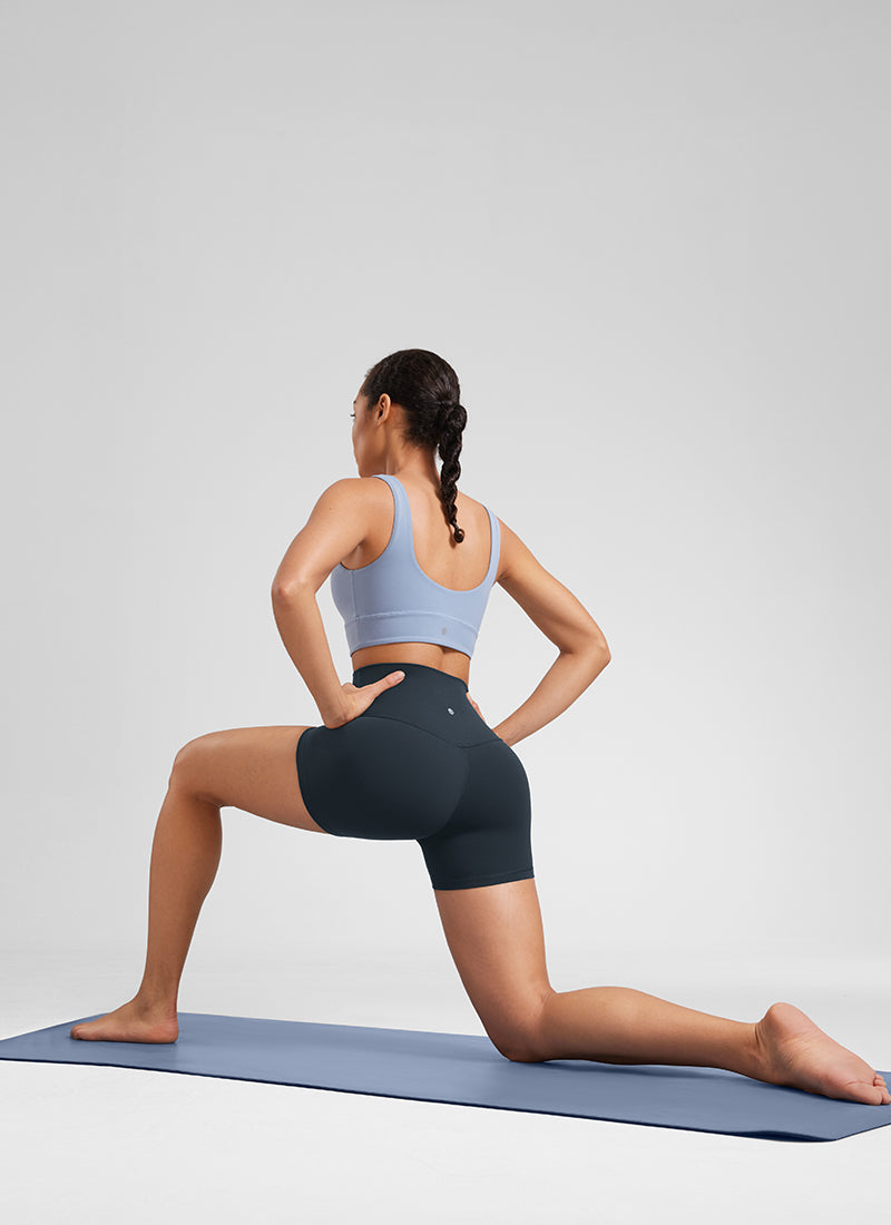 CRZ YOGA Celana Pendek Biker Yoga Wanita dengan Pinggang Tinggi, Celana Pendek " Butterluxe " 4'' Warna True Navy
