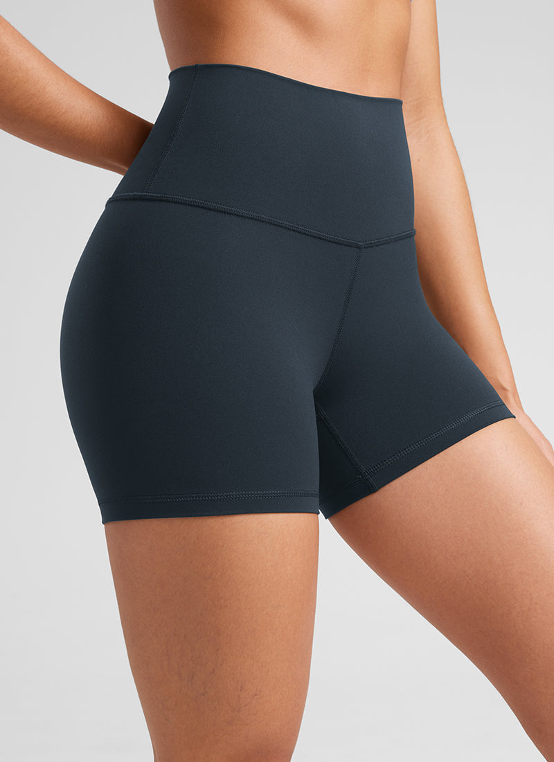 CRZ YOGA Celana Pendek Biker Yoga Wanita dengan Pinggang Tinggi, Celana Pendek " Butterluxe " 4'' Warna True Navy
