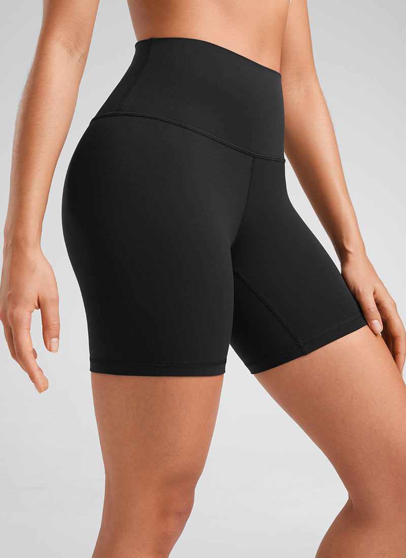 CRZ YOGA Celana Pendek Biker Yoga Wanita dengan Pinggang Tinggi, Celana Pendek " Butterluxe " 6'' Warna Hitam