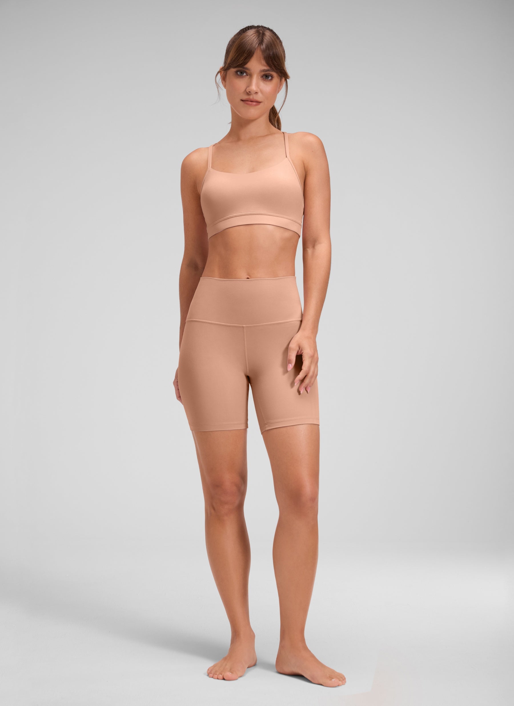 CRZ YOGA Celana Pendek Biker Yoga Wanita dengan Pinggang Tinggi, Celana Pendek " Butterluxe " 6'' Warna Mocha Mousse