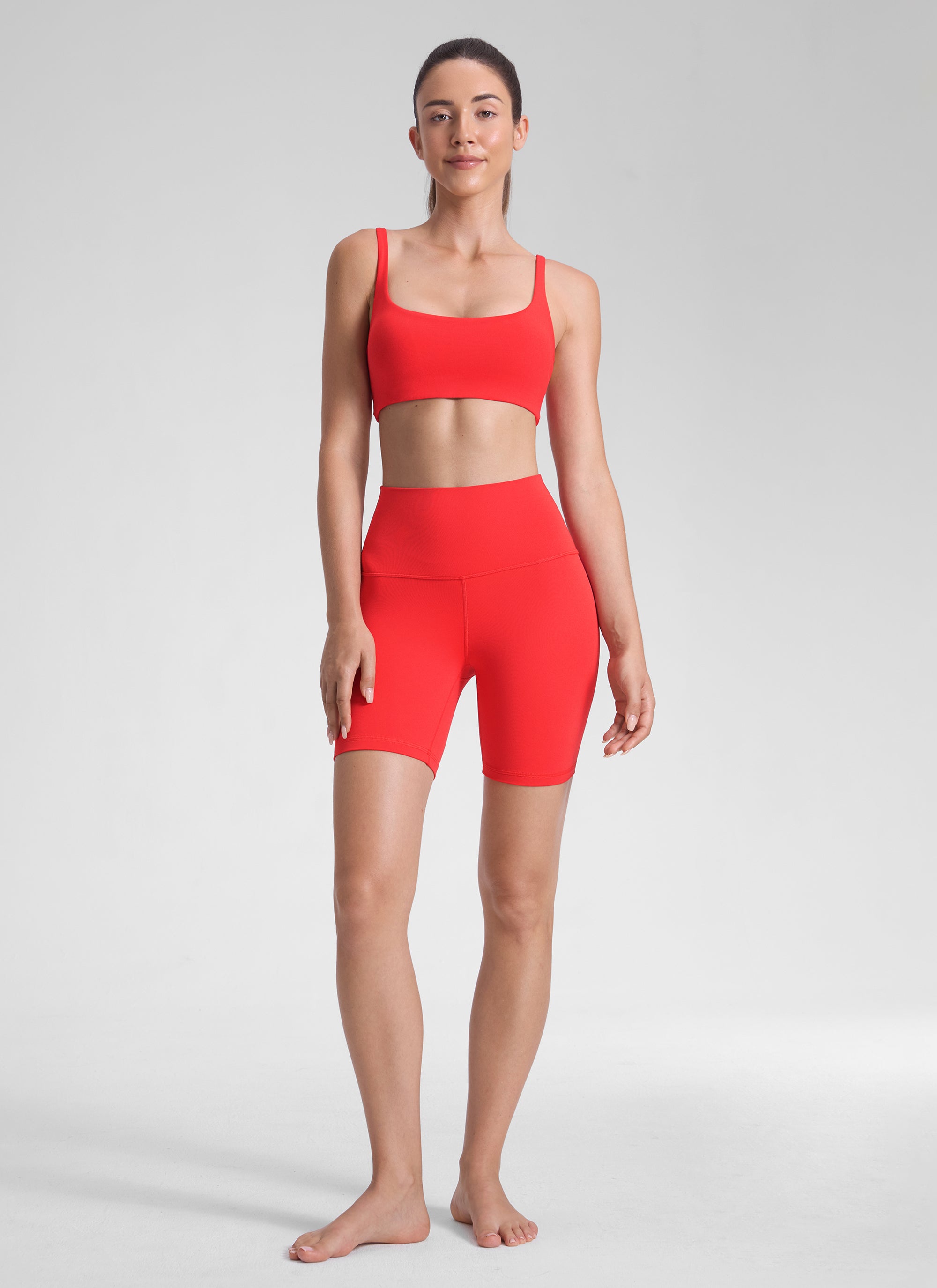 CRZ YOGA Celana Pendek Biker Yoga Wanita dengan Pinggang Tinggi, Celana Pendek " Butterluxe " 6'' Warna Merah Tua