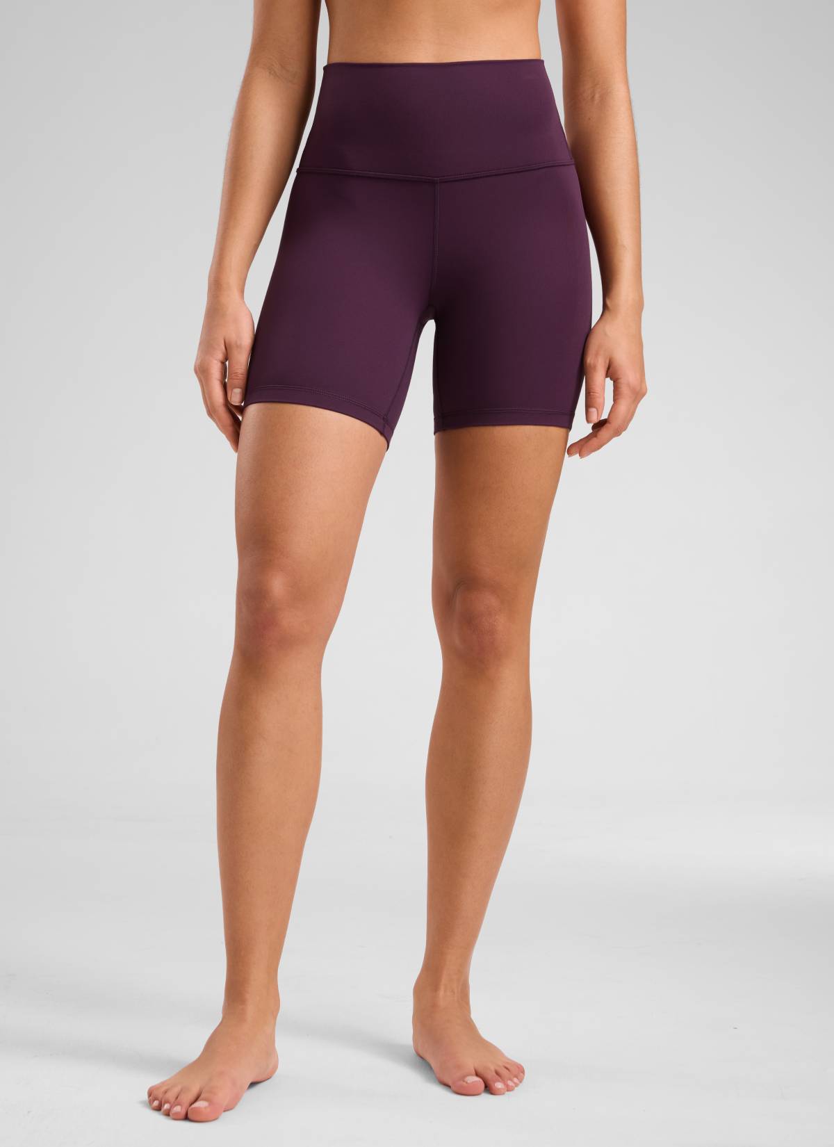 CRZ YOGA Celana Pendek Biker Yoga Wanita dengan Pinggang Tinggi, Celana Pendek " Butterluxe " 6'' Warna Ungu Tua