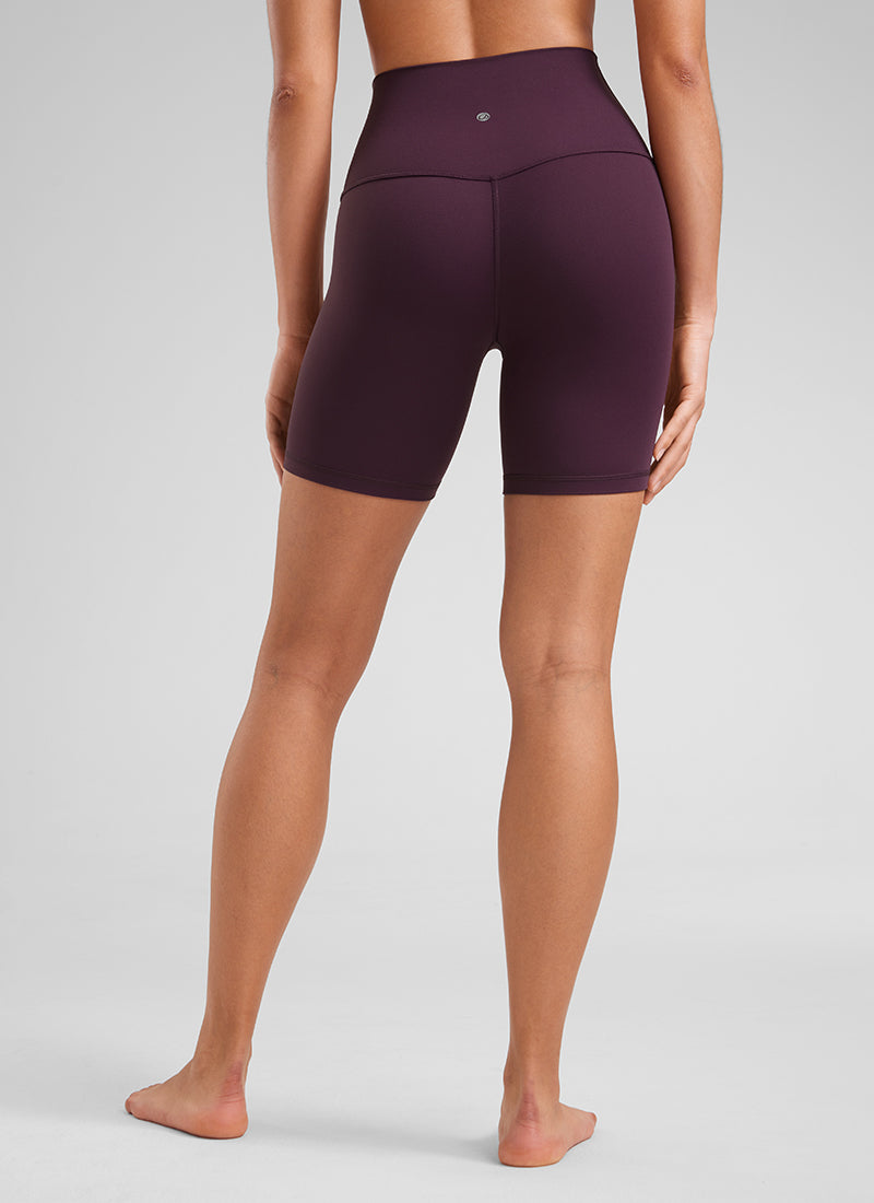 CRZ YOGA Celana Pendek Biker Yoga Wanita dengan Pinggang Tinggi, Celana Pendek " Butterluxe " 6'' Warna Ungu Tua