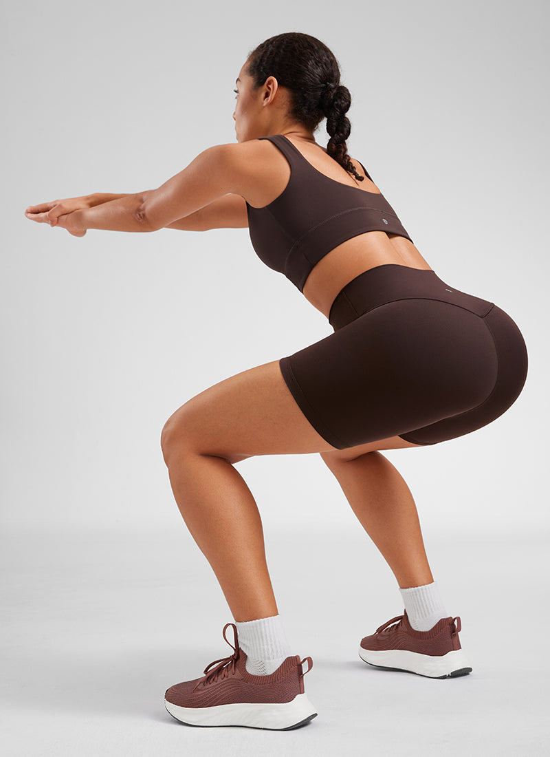 CRZ YOGA Celana Pendek Biker Yoga Wanita dengan Pinggang Tinggi, Celana Pendek " Butterluxe " 6 inci, Warna Hot Fudge Brown