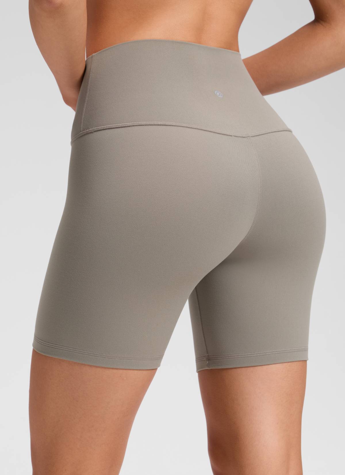 CRZ YOGA Celana Pendek Biker Yoga Wanita dengan Pinggang Tinggi, Celana Pendek " Butterluxe " 6 inci, Warna Abu-abu Hangat
