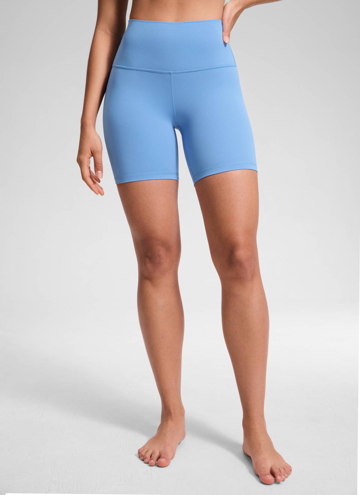 CRZ YOGA Celana Pendek Biker Yoga Wanita dengan Pinggang Tinggi, Celana Pendek " Butterluxe " 6'' Warna Biru Pesta