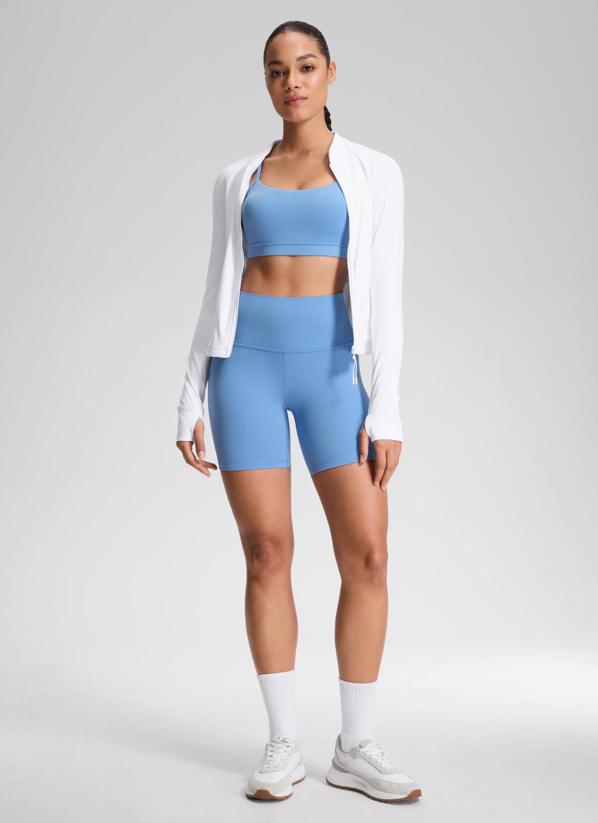 CRZ YOGA Celana Pendek Biker Yoga Wanita dengan Pinggang Tinggi, Celana Pendek " Butterluxe " 6'' Warna Biru Pesta