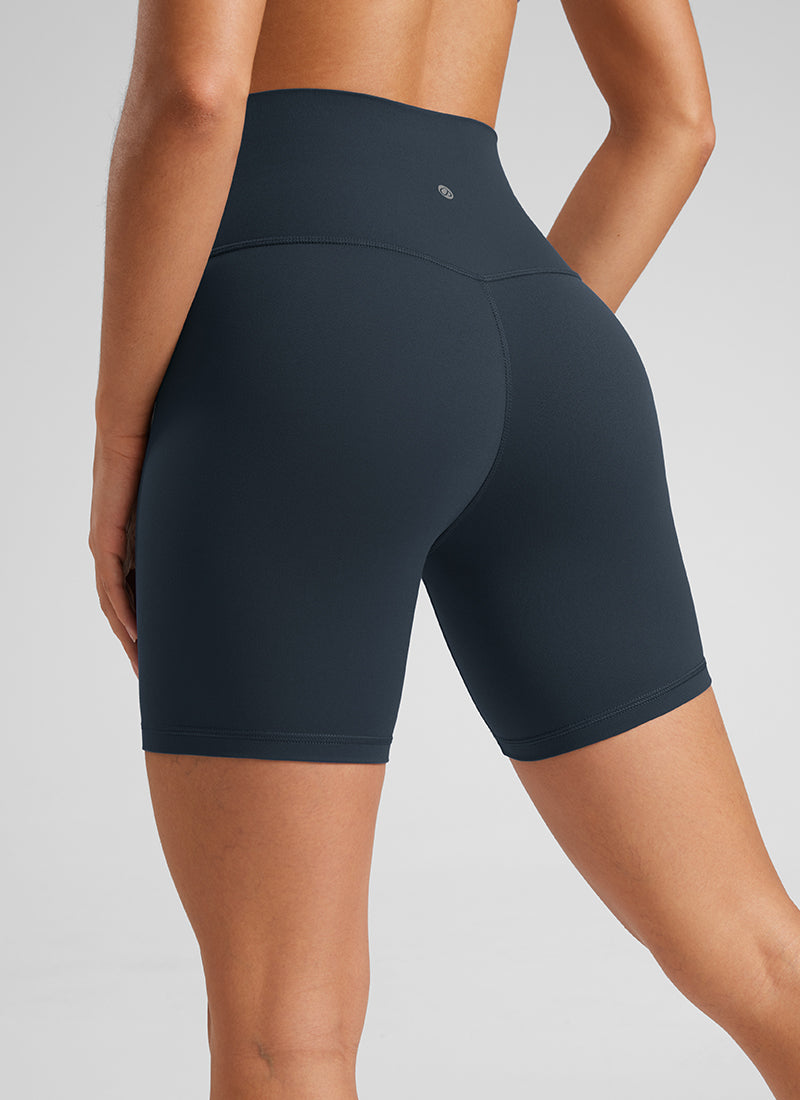 CRZ YOGA Celana Pendek Biker Yoga Wanita dengan Pinggang Tinggi, Celana Pendek " Butterluxe " 6'' Warna True Navy