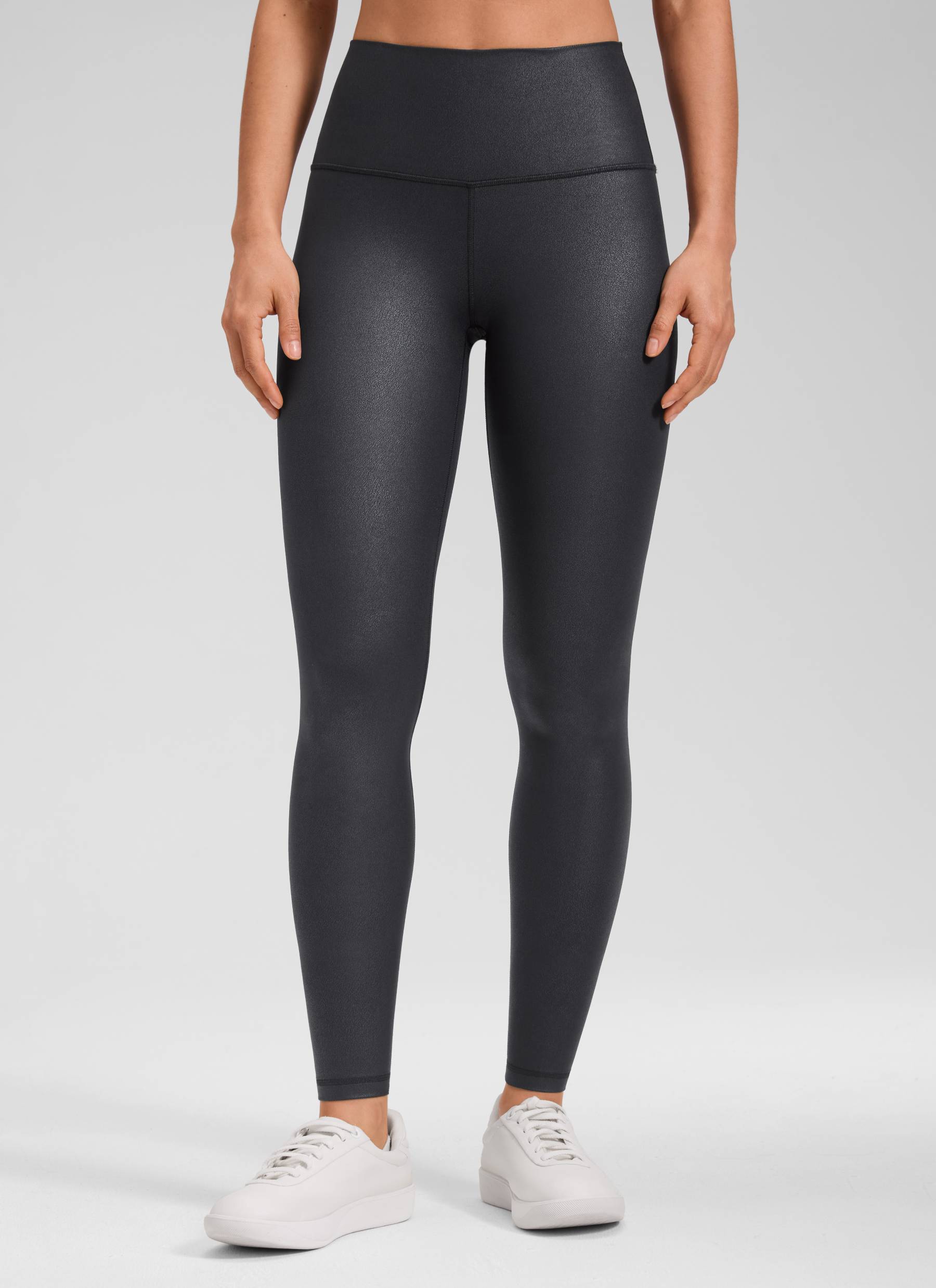 CRZ YOGA Legging Wanita dari Bahan Kulit Sintetis Matte " Butterluxe " Ukuran 28' dengan Motif Foil Hitam