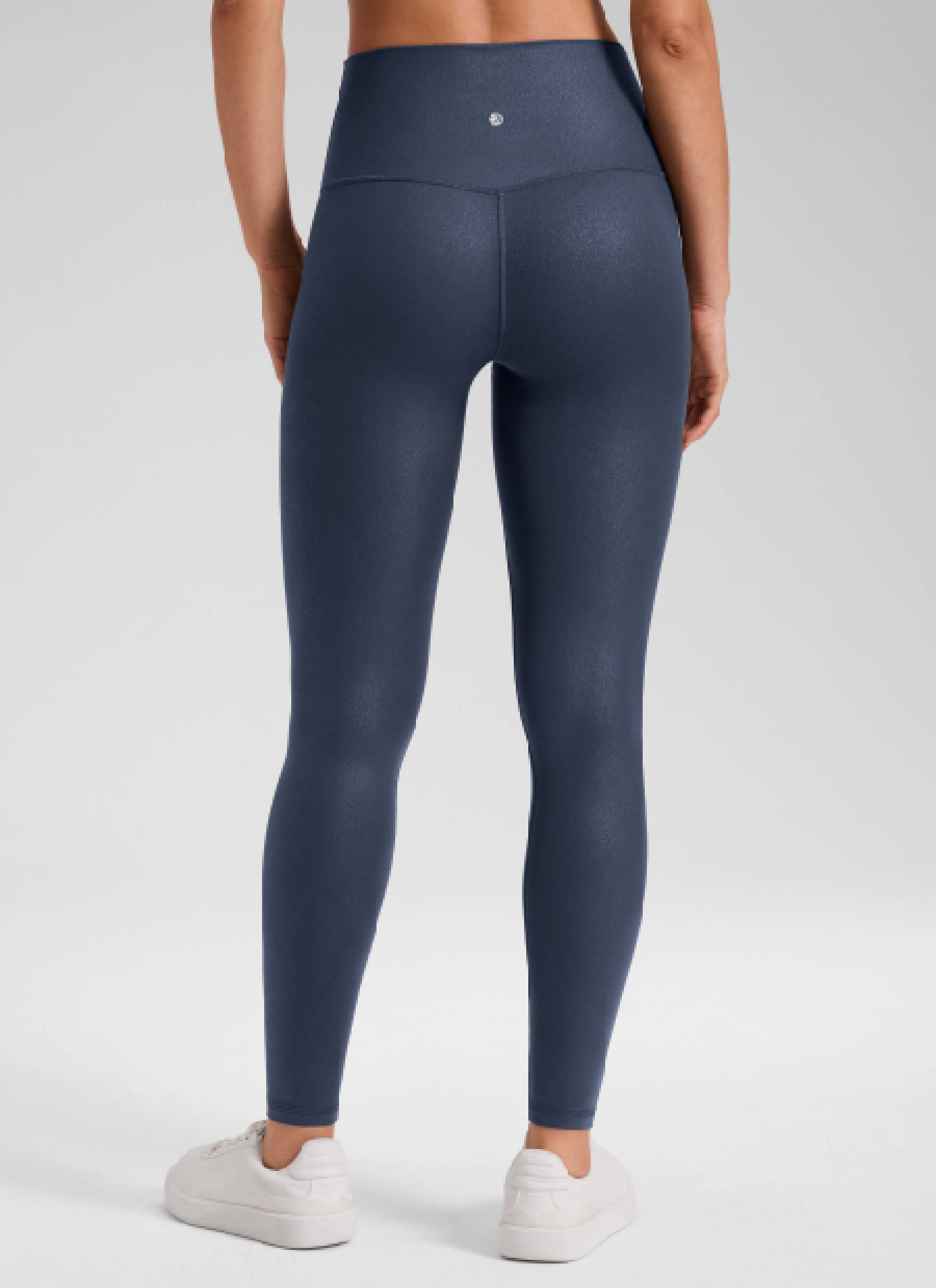 CRZ YOGA Legging Kulit Sintetis Matte untuk Wanita " Butterluxe " Ukuran 28' dengan Motif Foil Biru Laut Asli