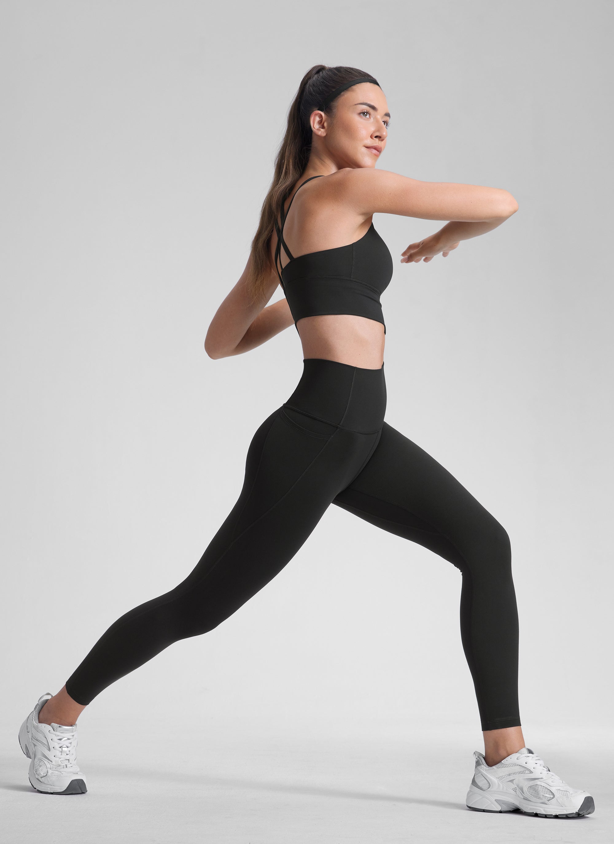 CRZ YOGA Legging Wanita Model Yoga Lounge dengan Pinggang Tinggi, Kantong, dan Desain " Butterluxe ", Panjang 25 inci, Warna Hitam