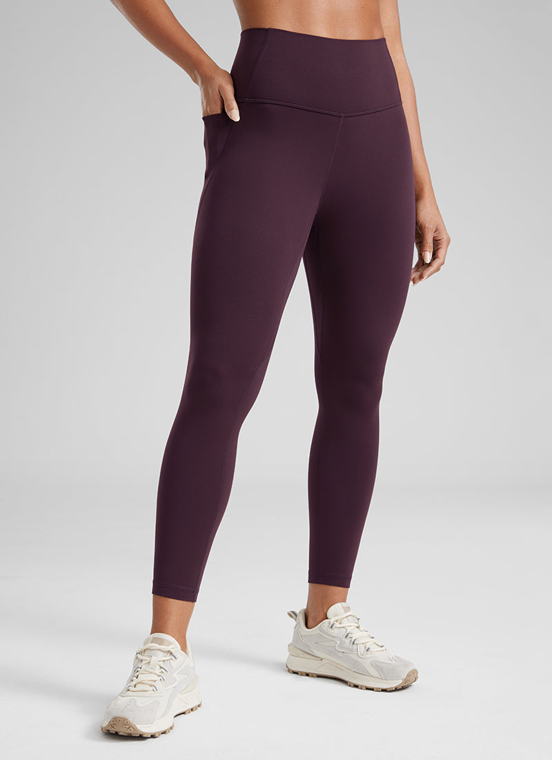 CRZ YOGA Legging Yoga Wanita Model Lounge dengan Pinggang Tinggi dan Saku " Butterluxe ", Panjang 25 inci, Warna Ungu Tua