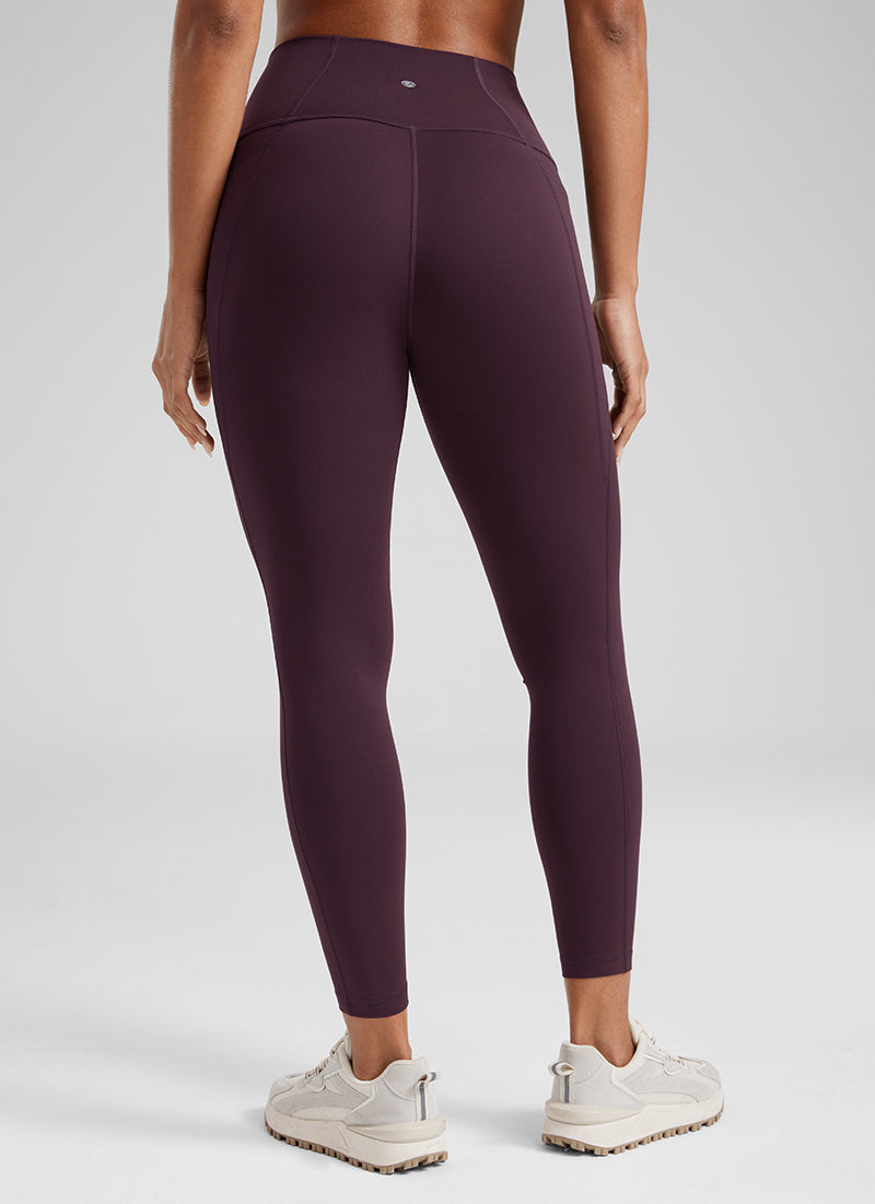 CRZ YOGA Legging Yoga Wanita Model Lounge dengan Pinggang Tinggi dan Saku " Butterluxe ", Panjang 25 inci, Warna Ungu Tua
