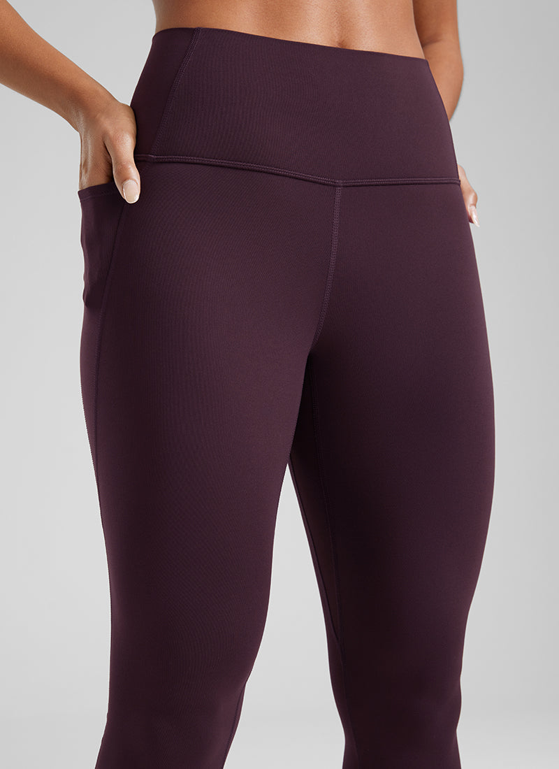 CRZ YOGA Legging Yoga Wanita Model Lounge High Rise dengan Saku Tipe " Butterluxe ", Panjang 25 inci, Warna Ungu Tua
