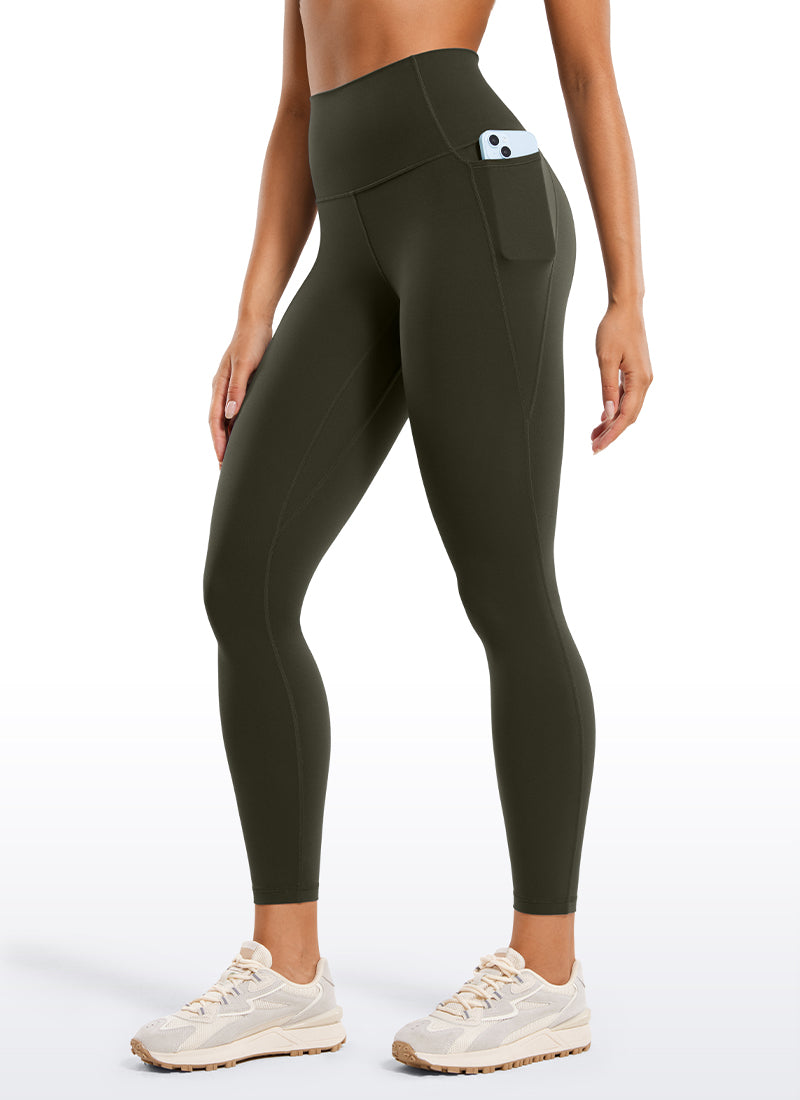 CRZ YOGA Legging Wanita Model Yoga Lounge dengan Pinggang Tinggi dan Saku " Butterluxe " 25'' Warna Hijau Zaitun