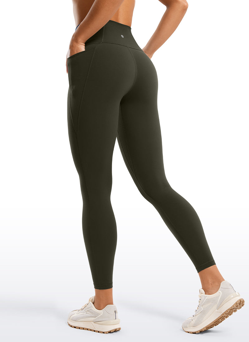 CRZ YOGA Legging Wanita Model Yoga Lounge dengan Pinggang Tinggi dan Saku " Butterluxe " 25'' Warna Hijau Zaitun