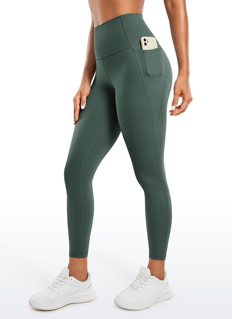 CRZ YOGA Legging Yoga Wanita Model High-Rise dengan Saku Gaya " Butterluxe ", Panjang 25'' Warna Hijau Hutan Gelap