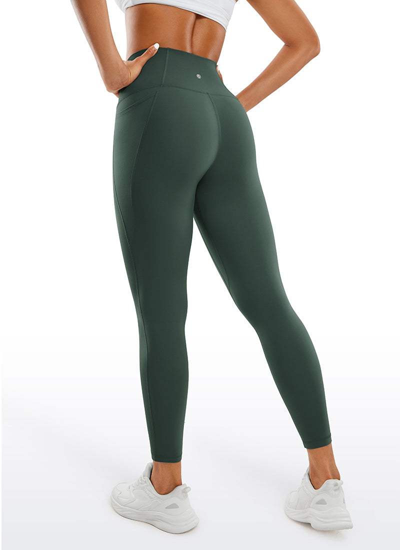 CRZ YOGA Legging Yoga Wanita Model High-Rise dengan Saku Gaya " Butterluxe ", Panjang 25'' Warna Hijau Hutan Gelap