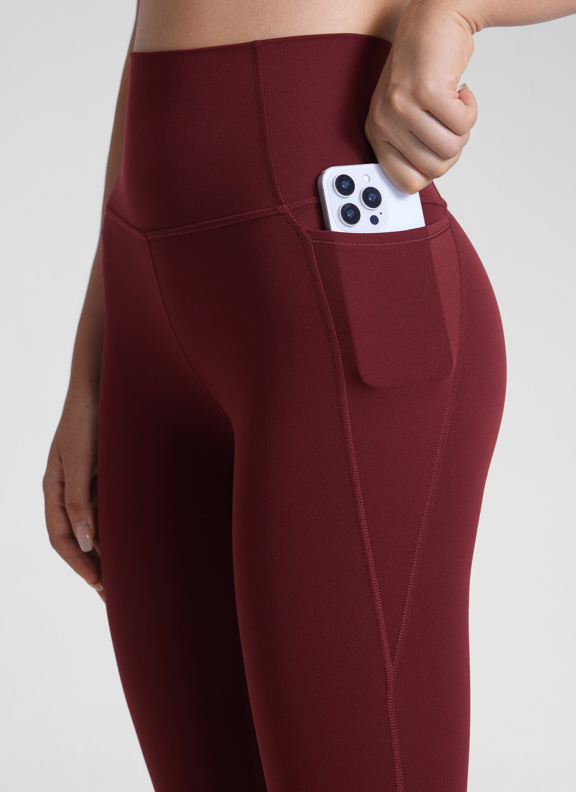 CRZ YOGA Legging Yoga Wanita Model High-Rise dengan Kantong " Butterluxe " 25'' Merah Merlot