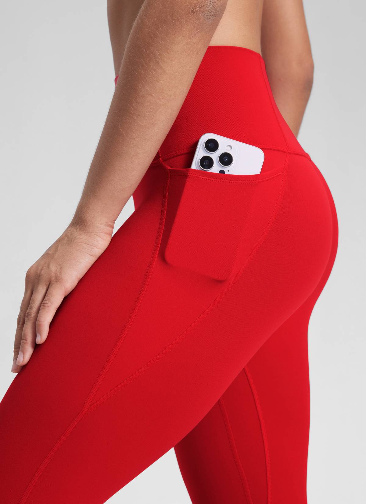 CRZ YOGA Legging Yoga Wanita Model High Rise dengan Saku " Butterluxe ", Panjang 25 inci, Warna Red Chili