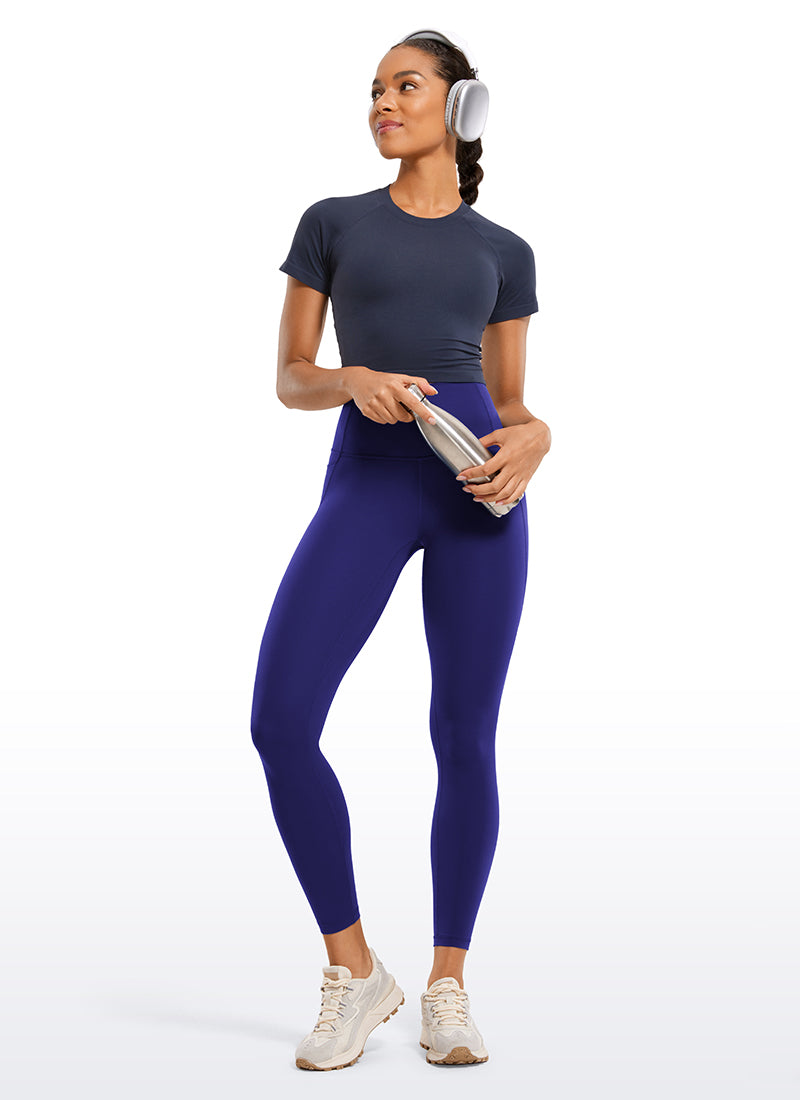 CRZ YOGA Legging Yoga Wanita Model High Rise dengan Saku " Butterluxe " 25'' Warna Biru Larkspur