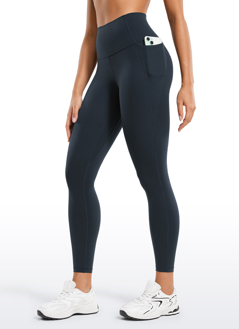 CRZ YOGA Legging Wanita Model Yoga Lounge dengan Pinggang Tinggi dan Saku " Butterluxe ", Panjang 25 inci, Warna True Navy