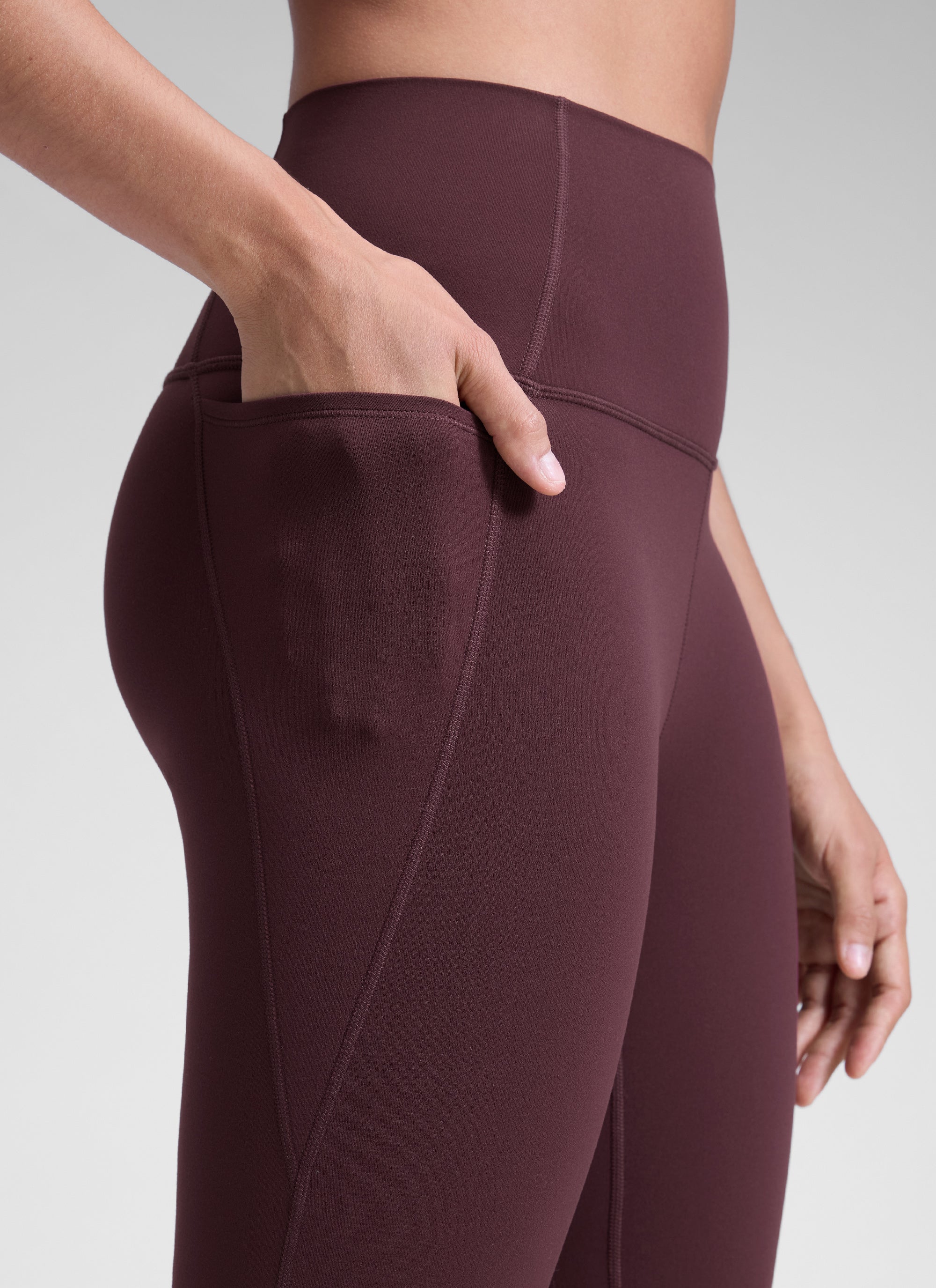 CRZ YOGA Legging Yoga Wanita Model High Rise dengan Kantong di Bagian Butterluxe , Panjang 25 inci, Warna Ripe Plum