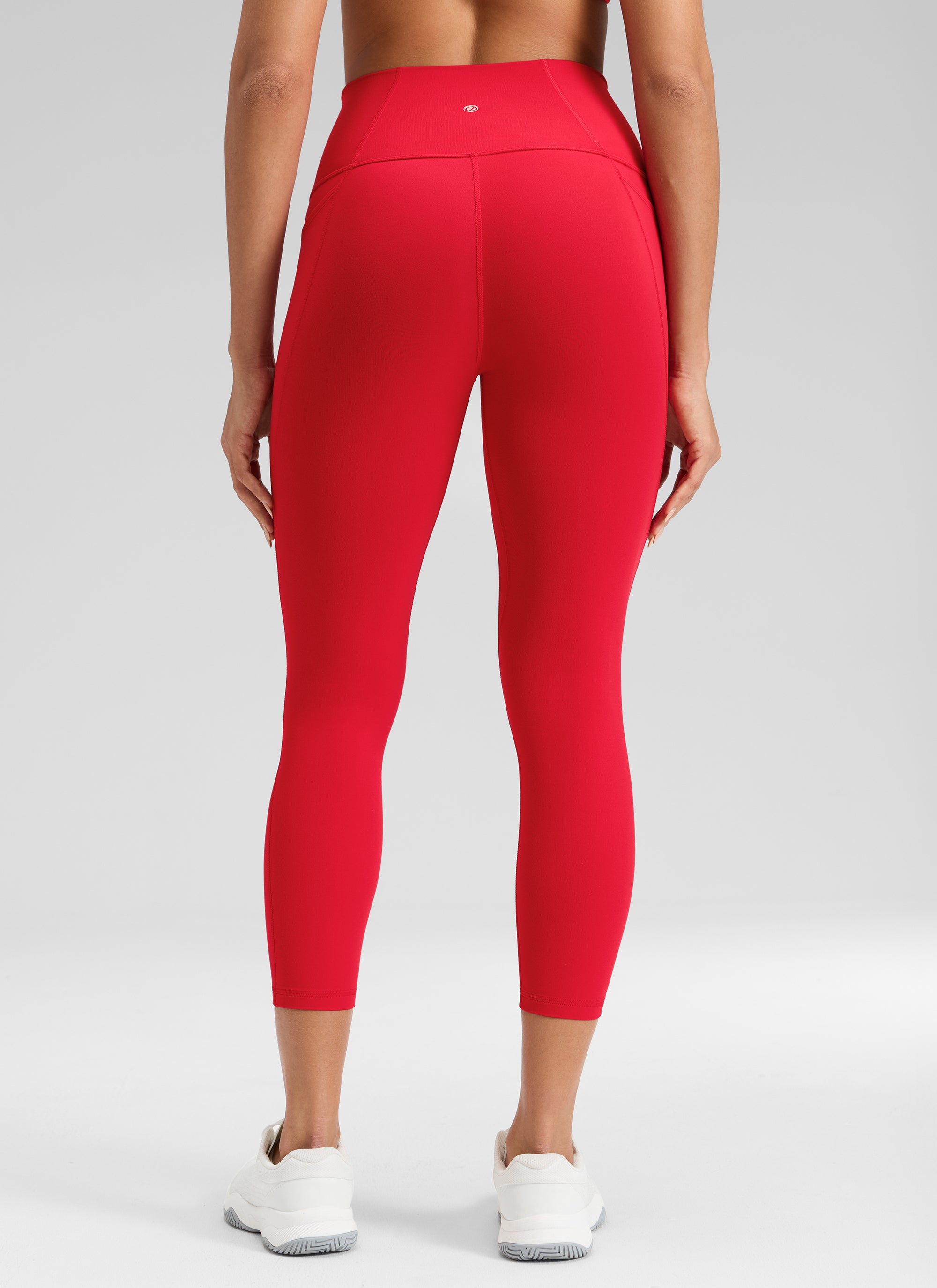 CRZ YOGA Legging Capri Wanita dengan Pinggang Tinggi dan Saku, Model " Butterluxe ", Panjang 23 inci, Warna Aurora Red