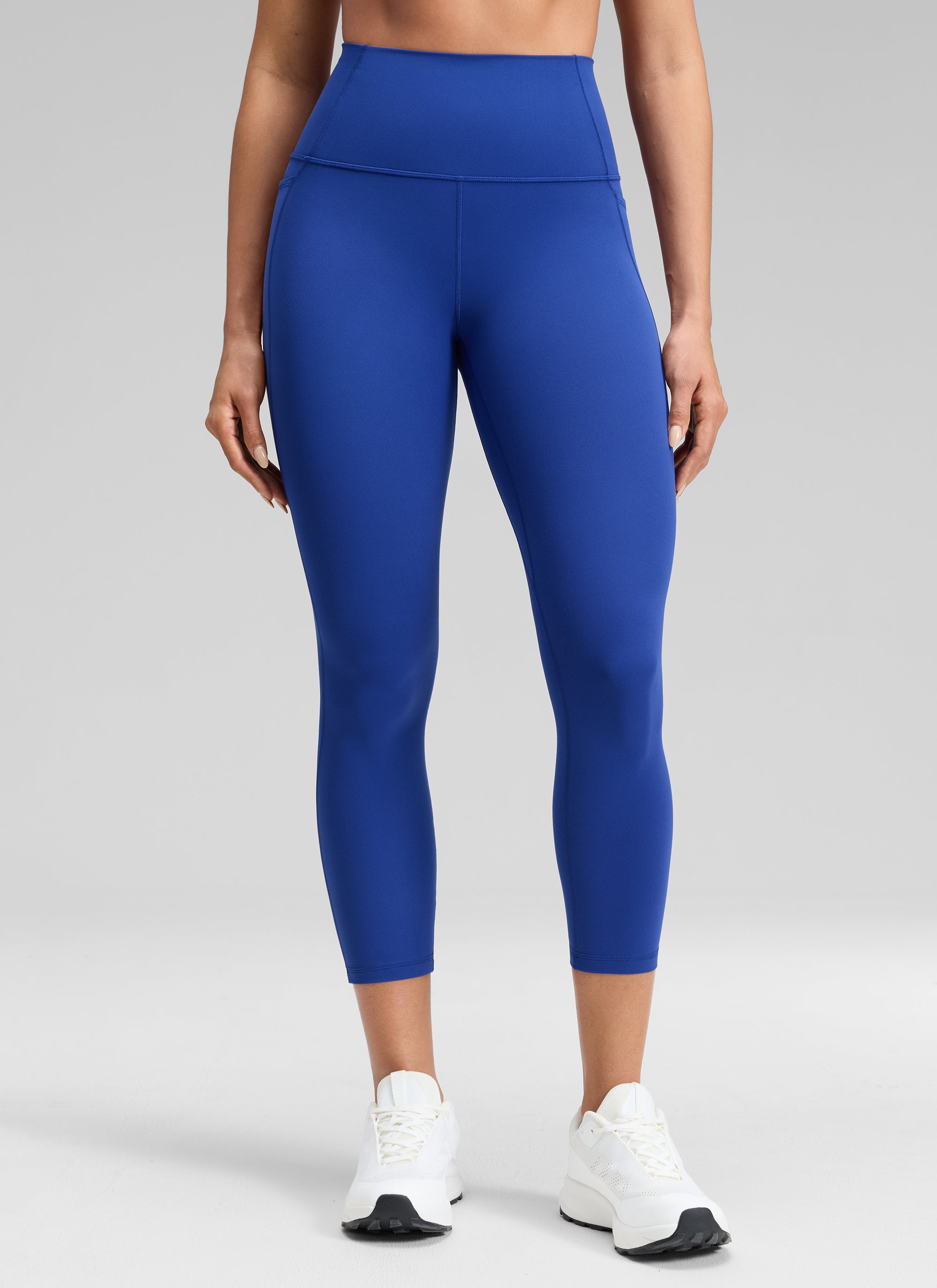 CRZ YOGA Legging Capri Wanita dengan Pinggang Tinggi dan Saku, Model " Butterluxe ", Panjang 23 inci, Warna Biru Gelombang