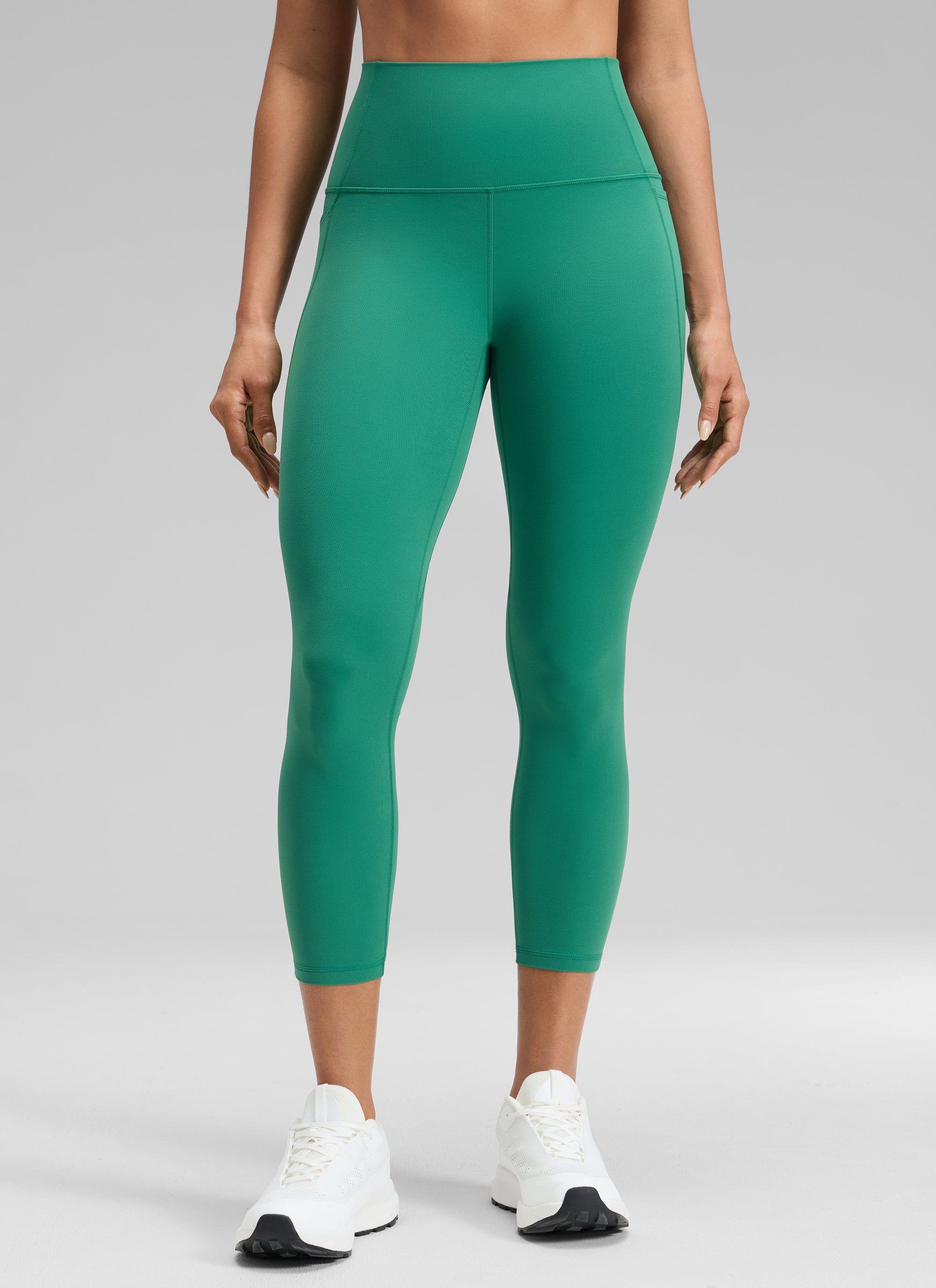 CRZ YOGA Legging Capri Wanita dengan Pinggang Tinggi dan Saku, Model " Butterluxe ", Panjang 23 inci, Warna Cascadia Green