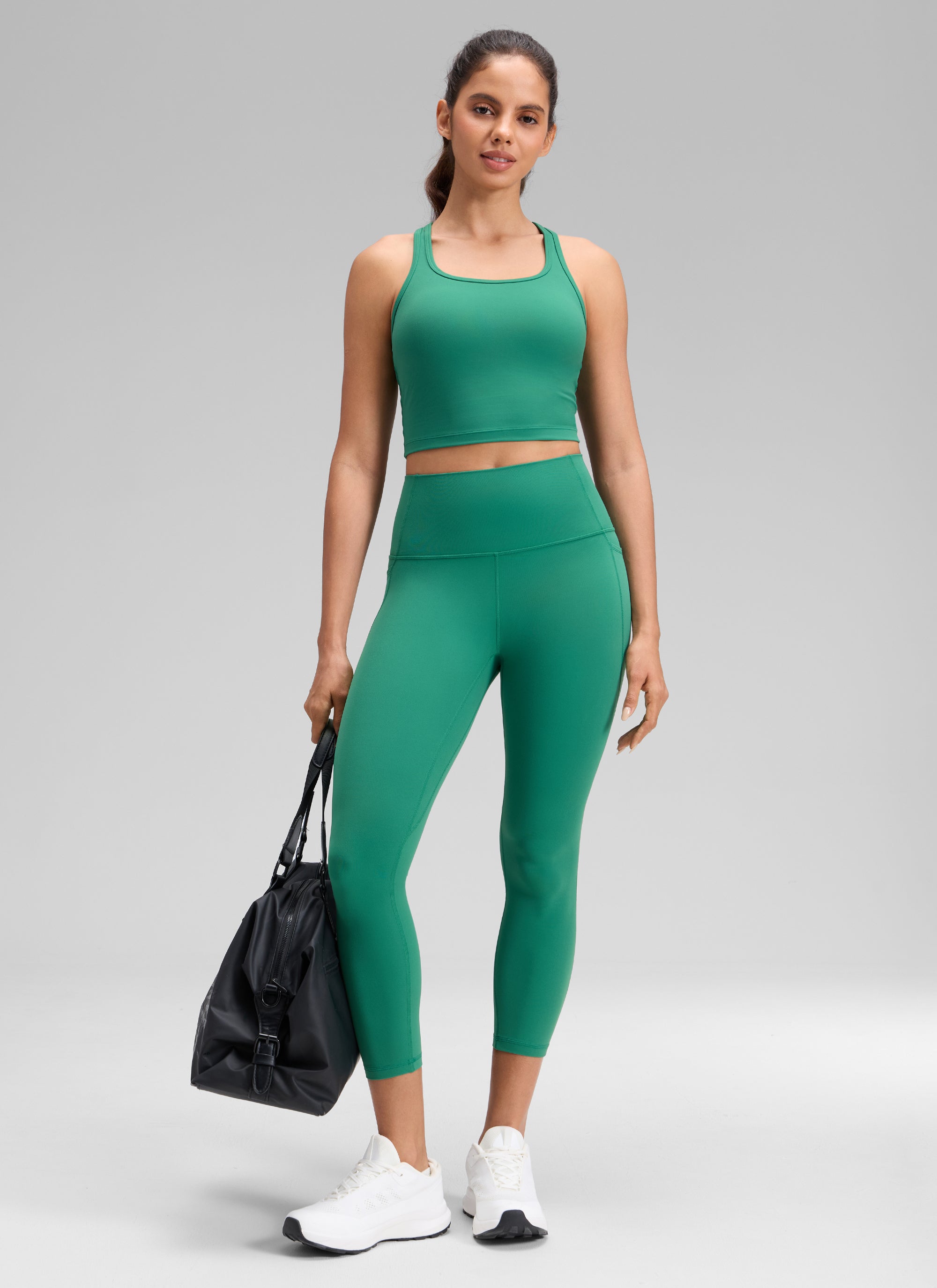 CRZ YOGA Legging Capri Wanita dengan Pinggang Tinggi dan Saku, Model " Butterluxe ", Panjang 23 inci, Warna Cascadia Green