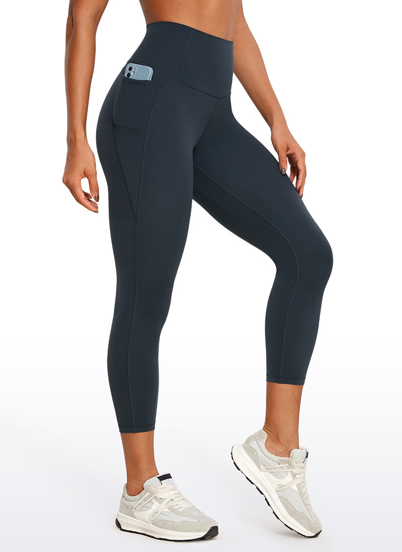 CRZ YOGA Legging Capri Wanita dengan Pinggang Tinggi dan Saku, Model " Butterluxe ", Panjang 23 inci, Warna True Navy