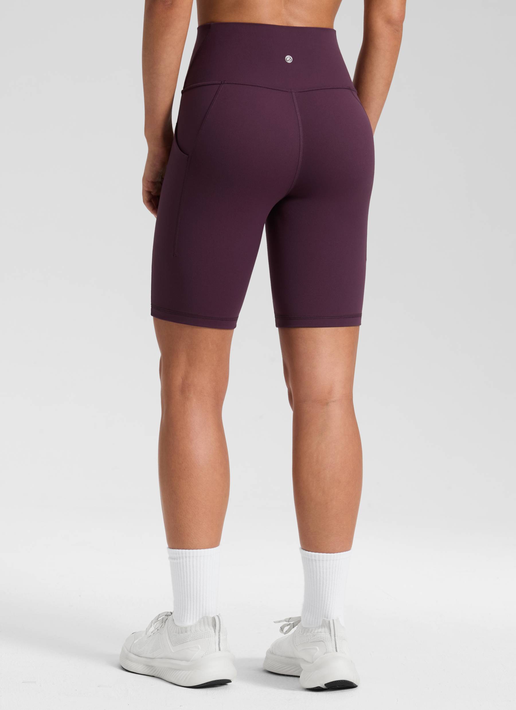 CRZ YOGA Women's Yoga High Rise Biker Butterluxe Pockets Shorts 8'' Deep Purple