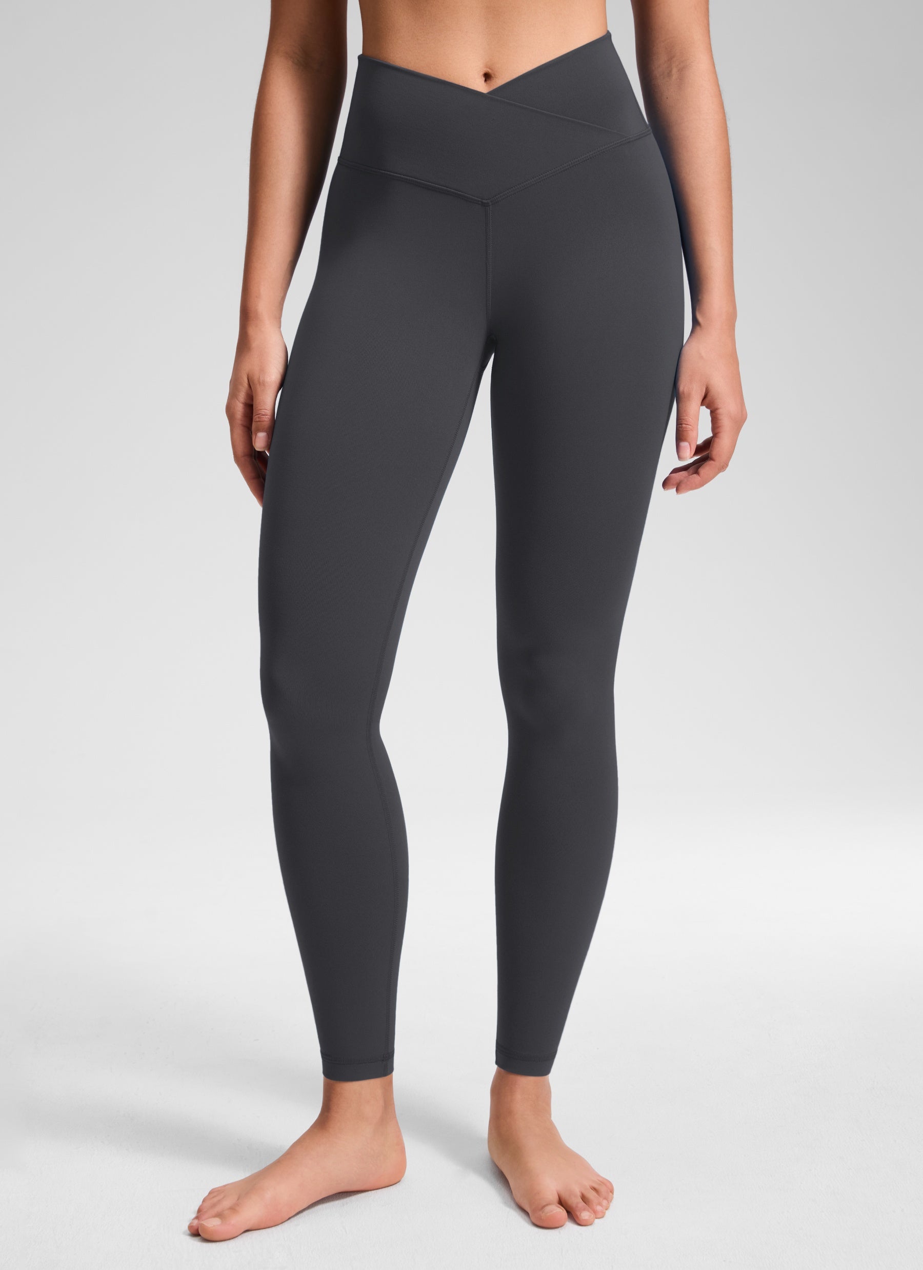 CRZ YOGA Legging Yoga Wanita Model High Rise " Butterluxe " dengan Pinggang Silang V 28'' Warna Mysterious Grey